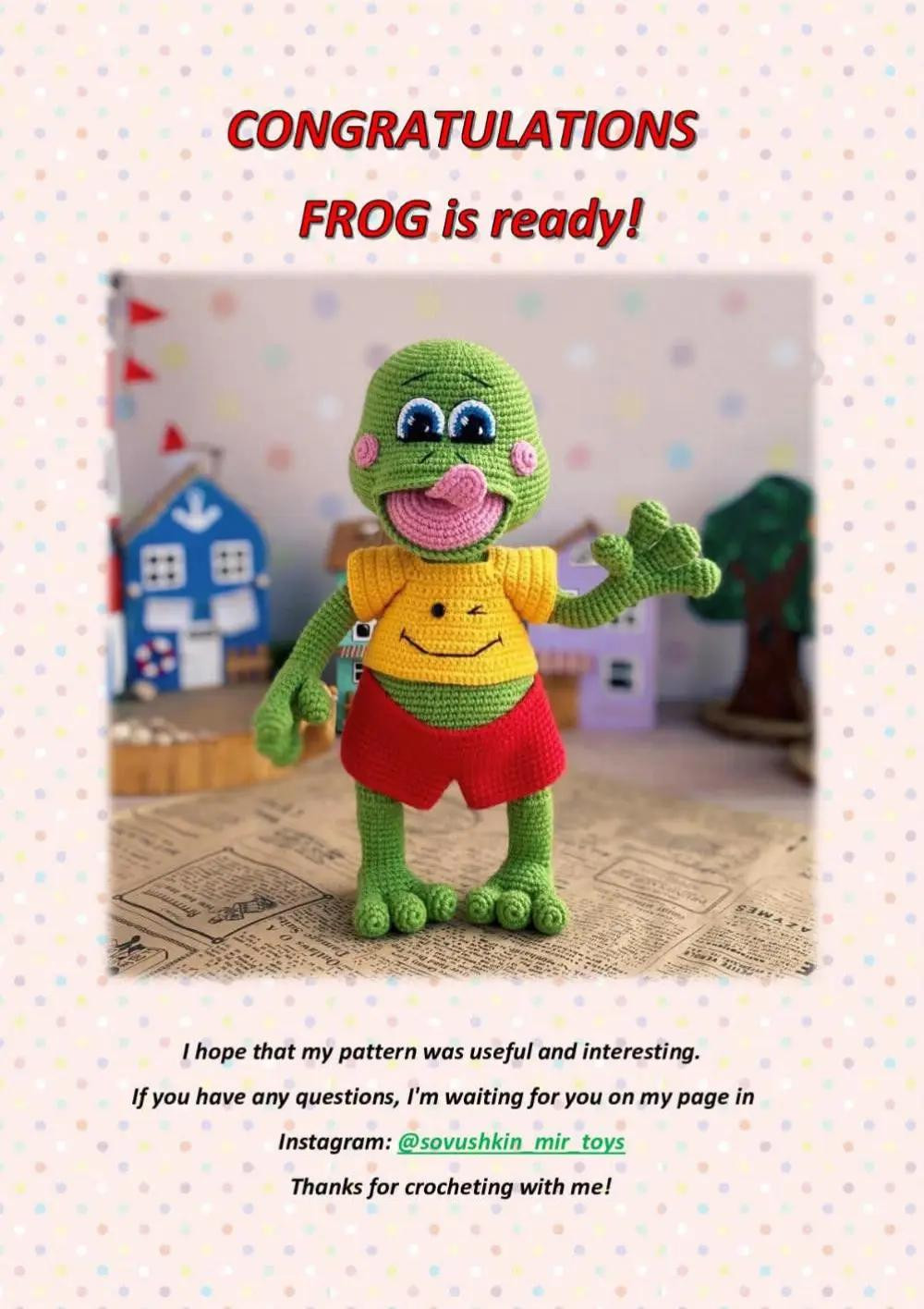 Crochet Pattern: Funny Green Frog Amigurumi Doll