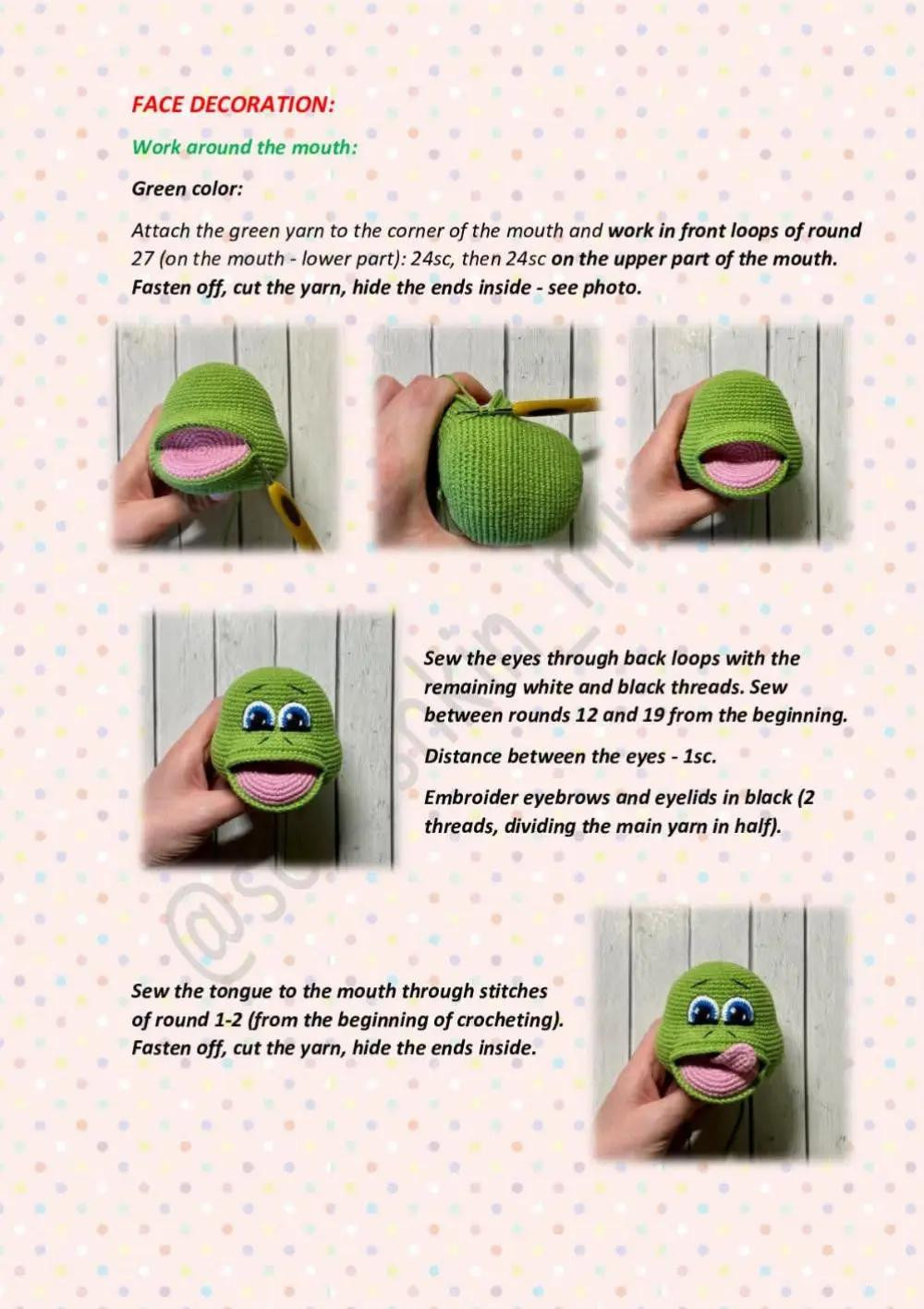 Crochet Pattern: Funny Green Frog Amigurumi Doll