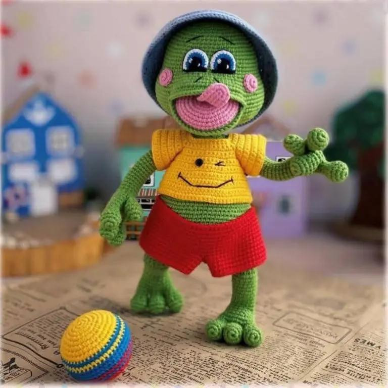 Crochet Pattern: Funny Green Frog Amigurumi Doll
