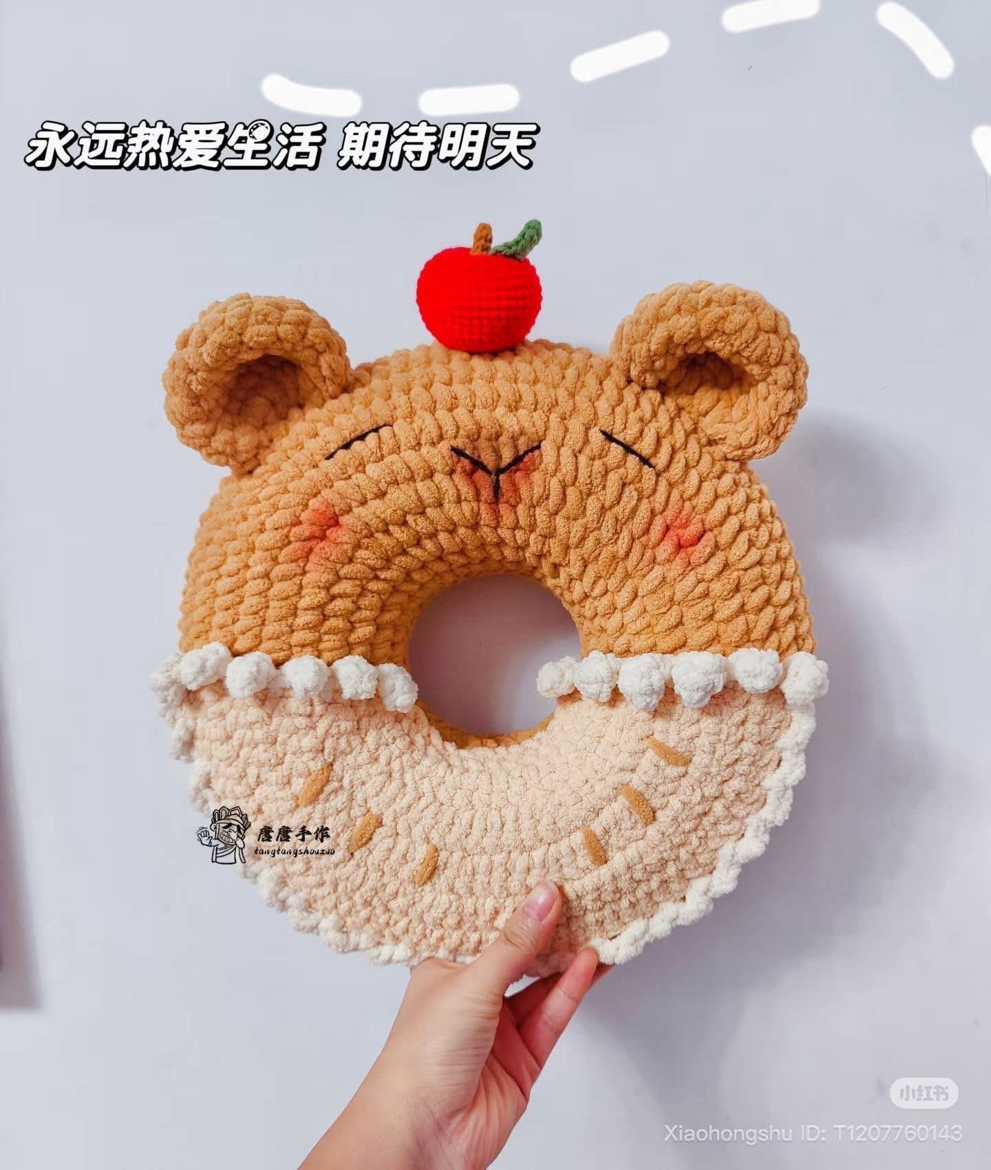 Crochet Pattern: Giant Donut Pillow with Bunny and Bear Ears