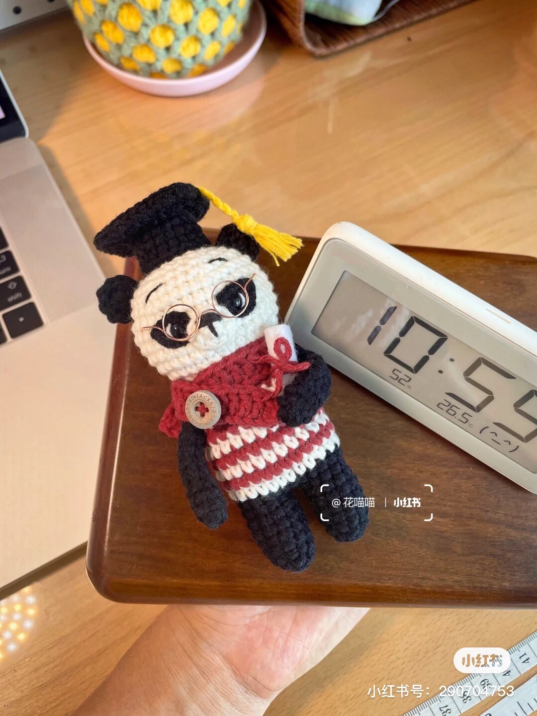 Crochet Pattern: Graduation Panda Doctor with Glasses and Scarf