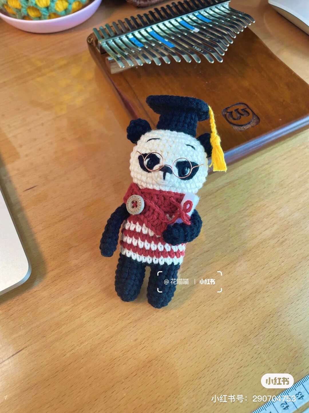 Crochet Pattern: Graduation Panda Doctor with Glasses and Scarf