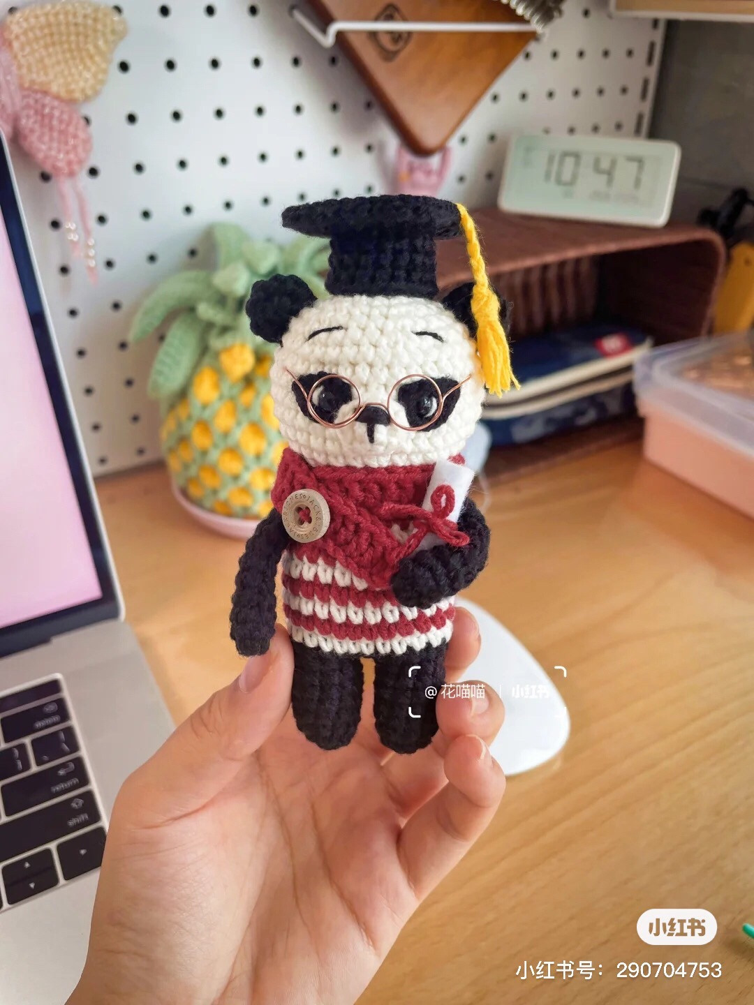 Crochet Pattern: Graduation Panda Doctor with Glasses and Scarf