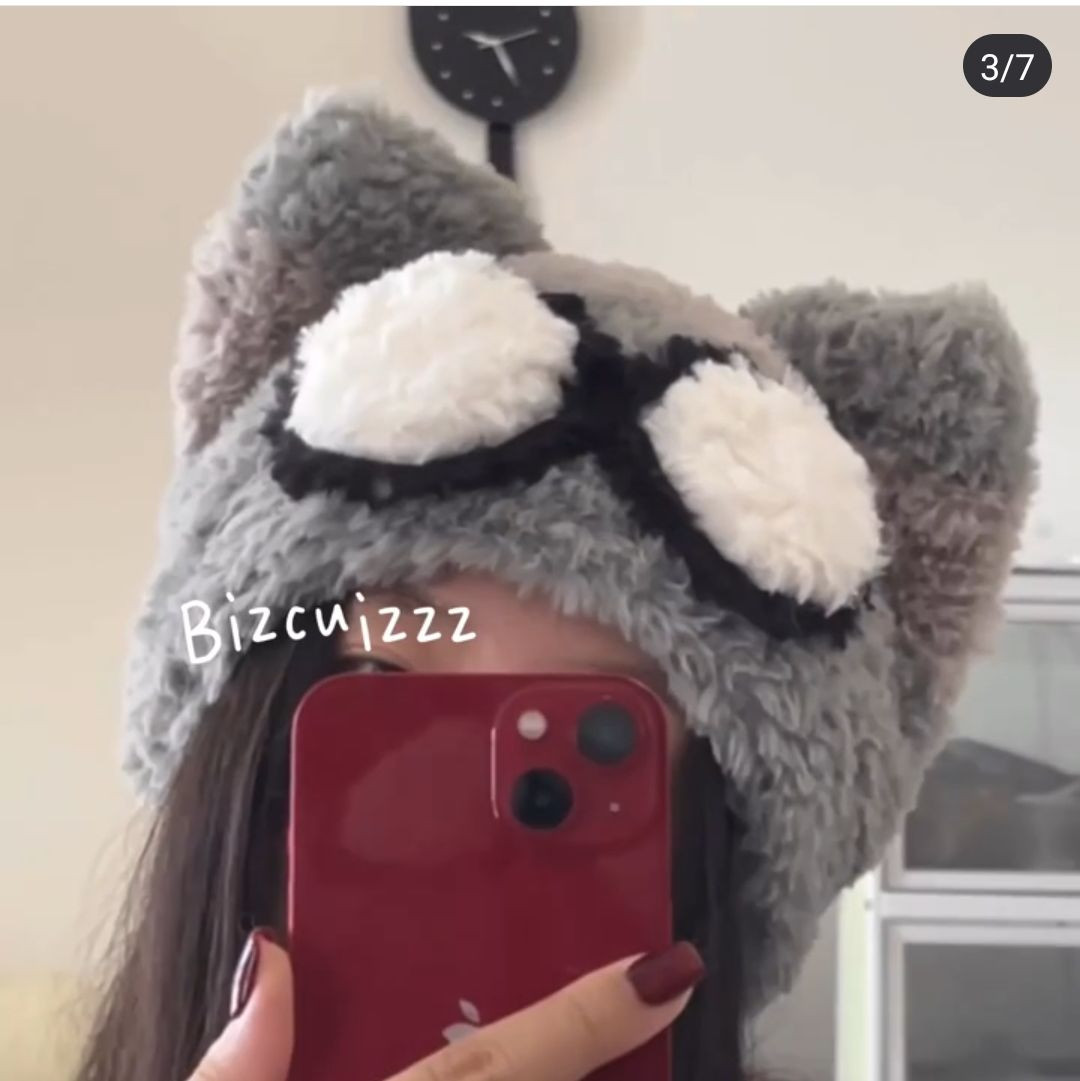 Crochet Pattern: Grey Cement Cat Ear Hat with Glasses