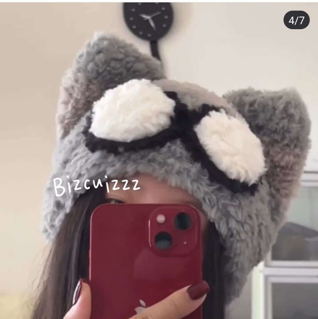 Crochet Pattern: Grey Cement Cat Ear Hat with Glasses