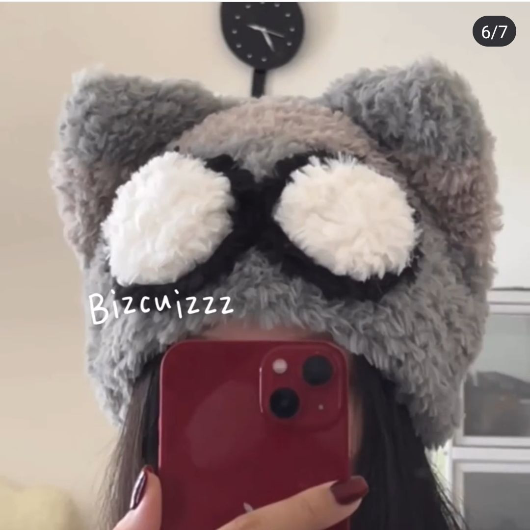 Crochet Pattern: Grey Cement Cat Ear Hat with Glasses