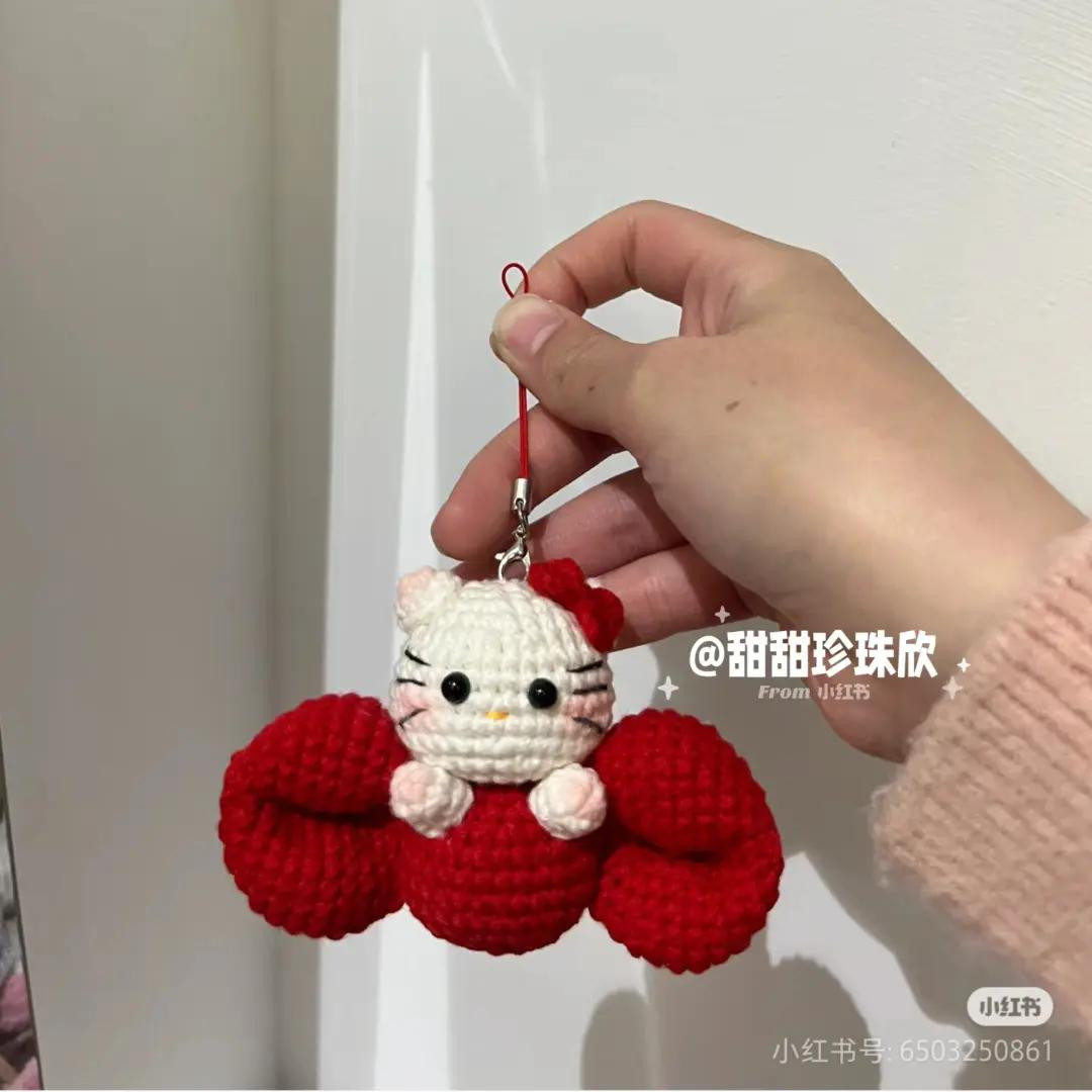 Crochet Pattern: Hello Kitty Bow Amigurumi Keychain