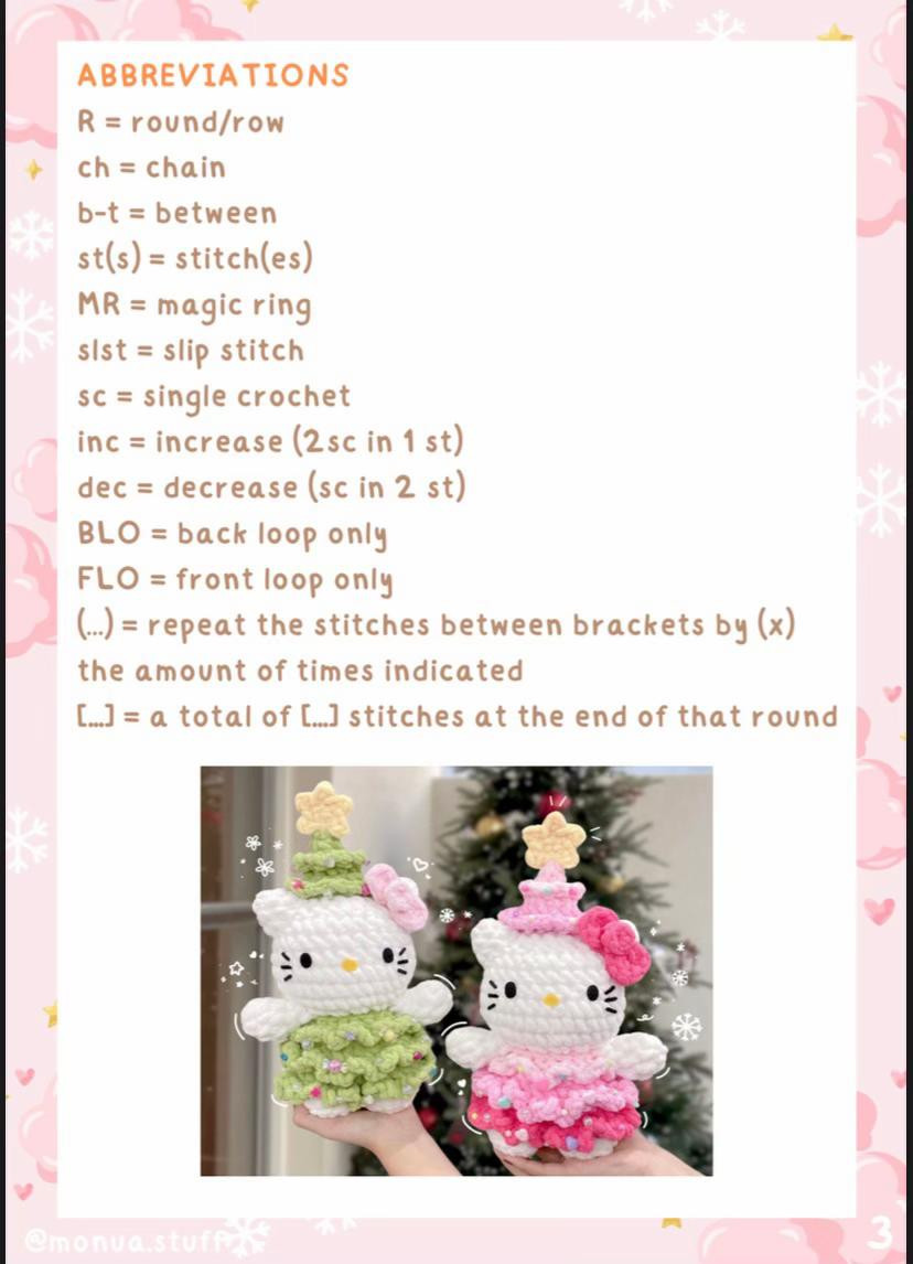 Crochet Pattern: Hello Kitty Christmas Tree Amigurumi Doll