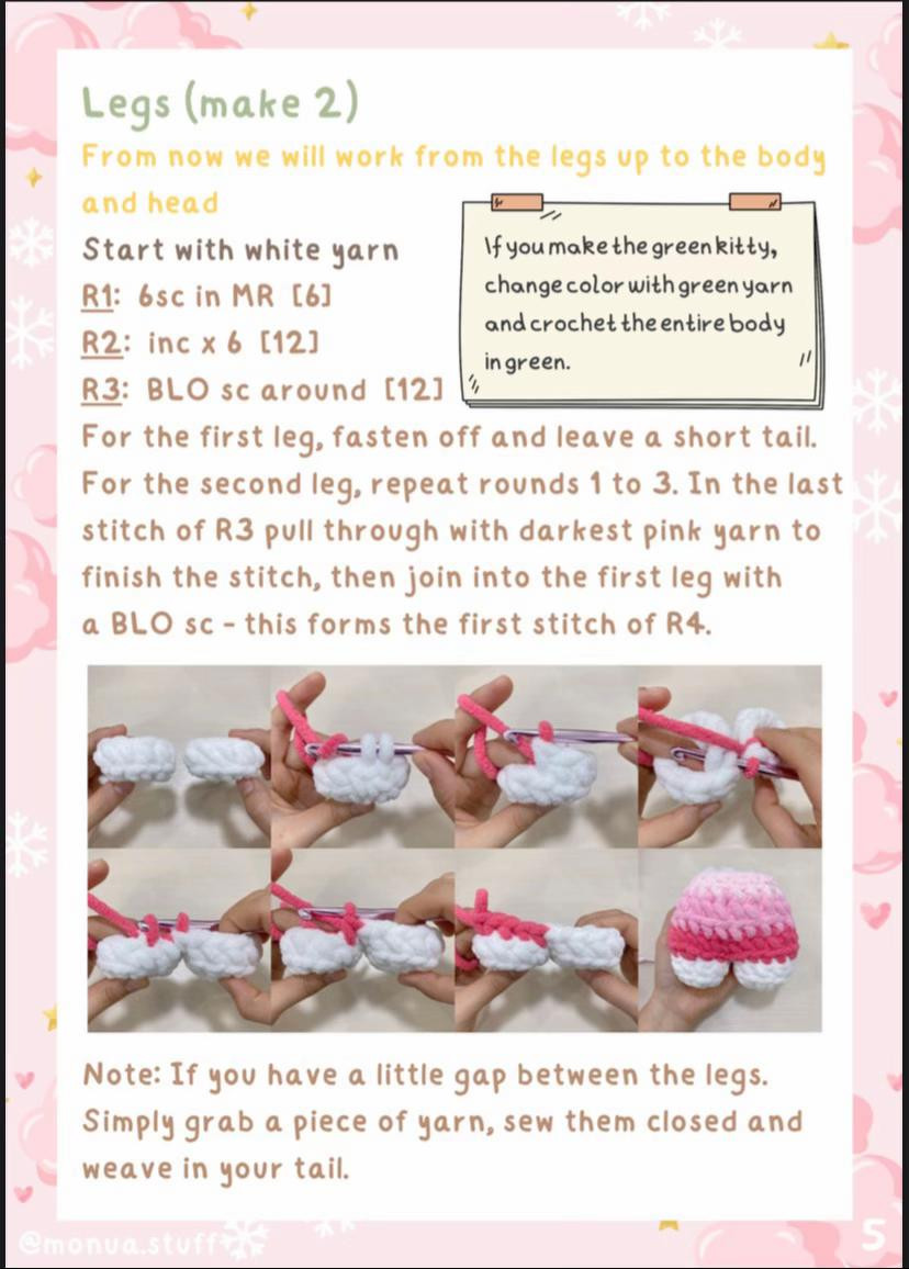 Crochet Pattern: Hello Kitty Christmas Tree Amigurumi Doll