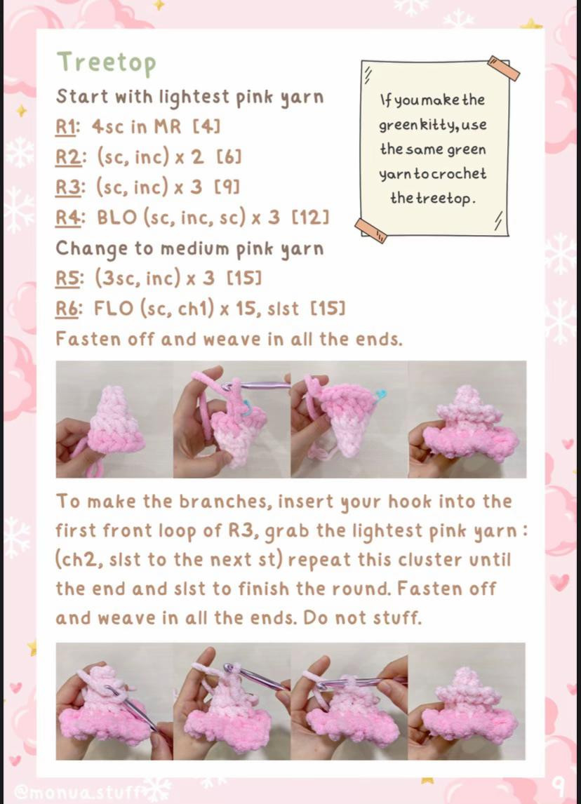 Crochet Pattern: Hello Kitty Christmas Tree Amigurumi Doll