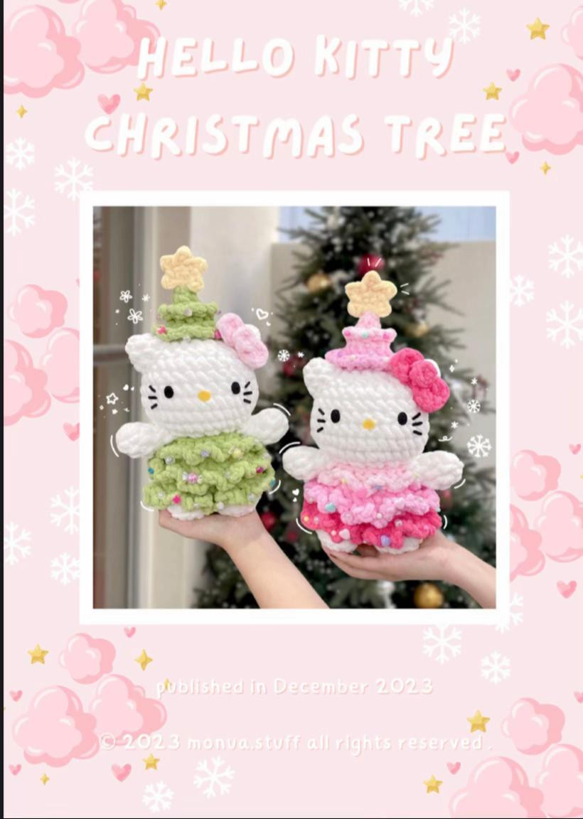 Crochet Pattern: Hello Kitty Christmas Tree Amigurumi Doll