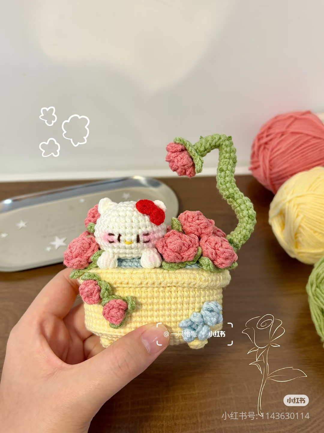 Crochet Pattern: Hello Kitty Rose Bathtub Amigurumi