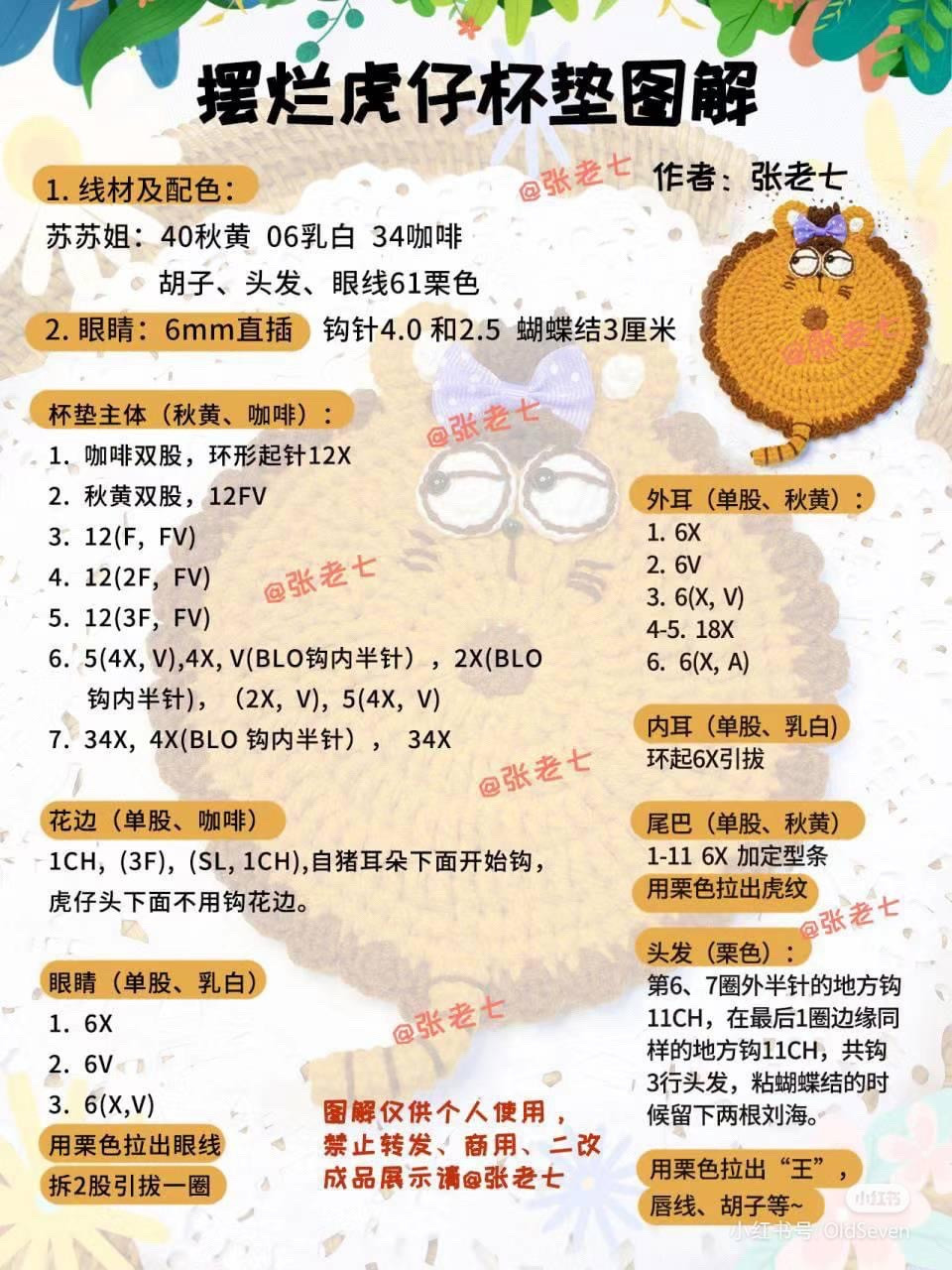 Crochet Pattern: Lazy Pig, Tiger, and Elephant Coasters Tutorial