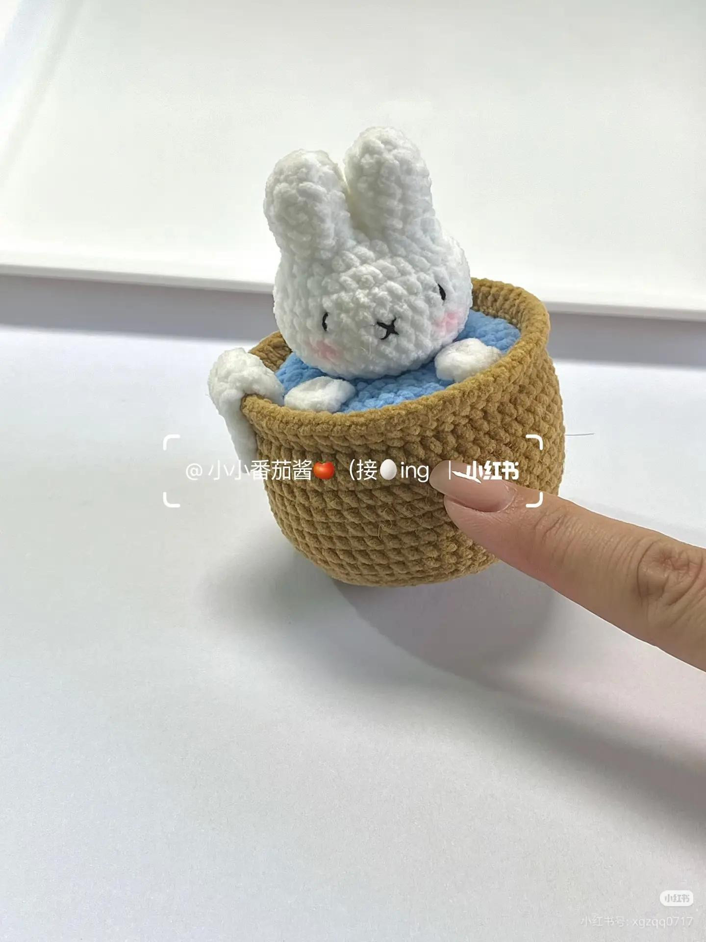 Crochet Pattern: Miffy Rabbit Bathing in Brown Tub