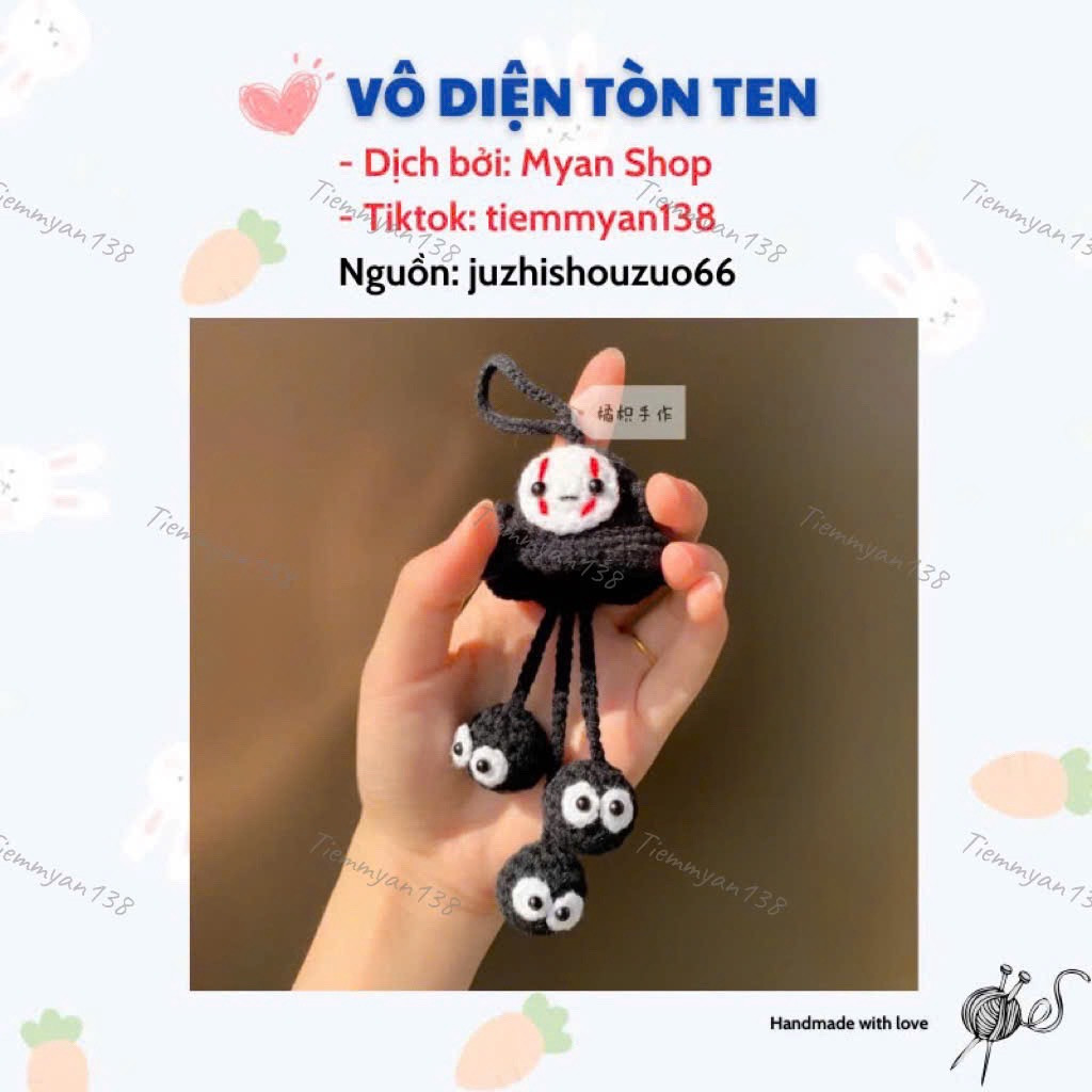Crochet Pattern No-Face (Kaonashi) with Soot Sprites Keychain