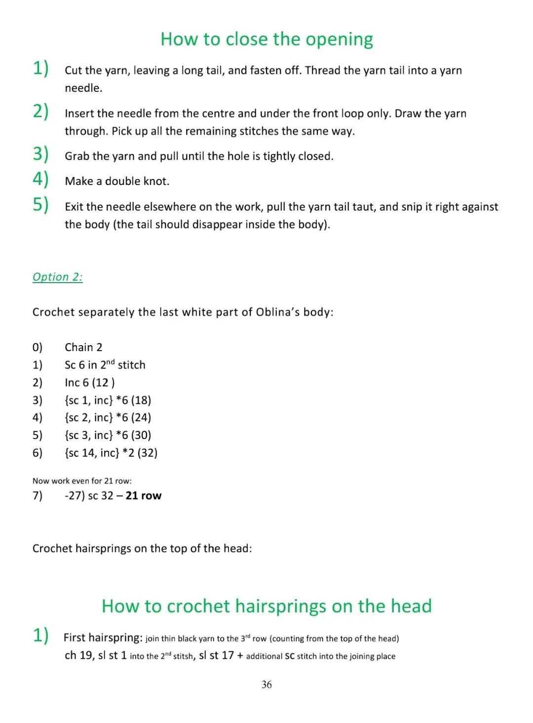 Crochet Pattern: Oblina Amigurumi Doll - Part 2 Final Steps