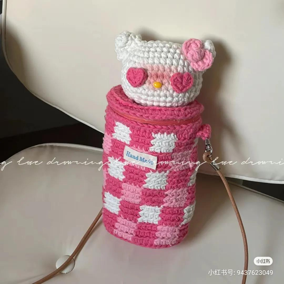 Crochet Pattern: Pink and White Hello Kitty Bag with Bear Head