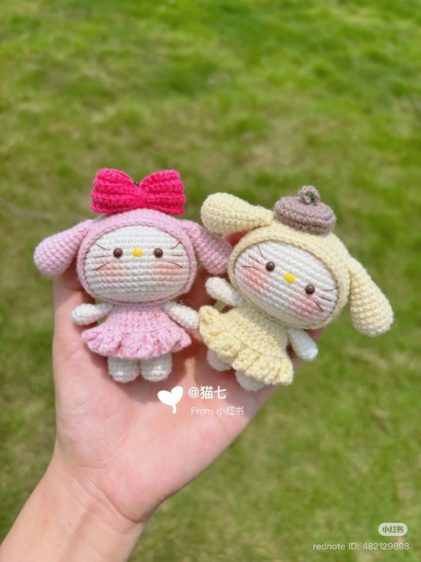 Crochet Pattern: Pudding Dog and My Melody Hello Kitty Amigurumi Dolls