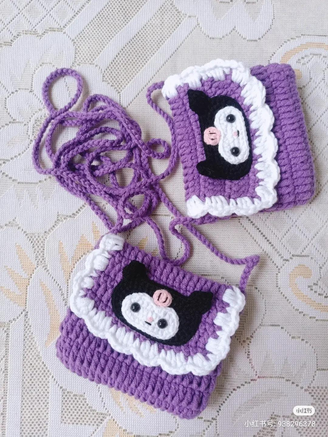 Crochet Pattern: Purple Kuromi Crossbody Bag and Card Holder Tutorial