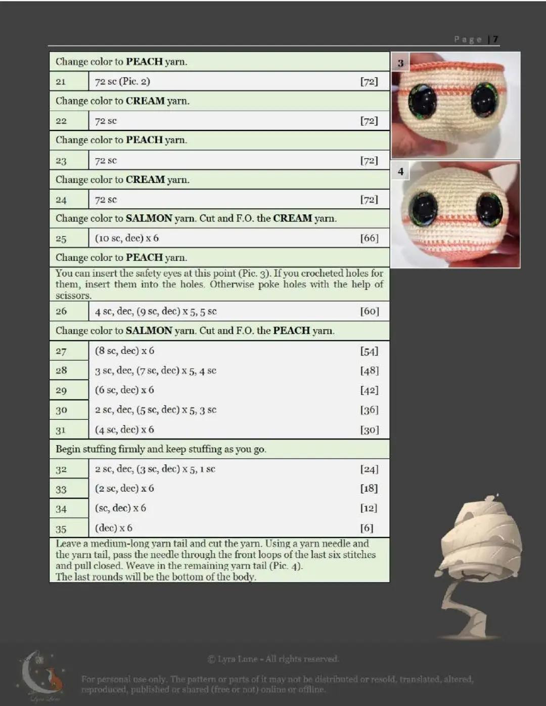 Crochet Pattern: Rhodotus Mushroom Amigurumi Doll