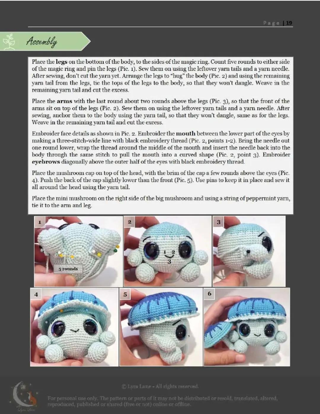 Crochet Pattern: Rhodotus Mushroom Amigurumi Doll