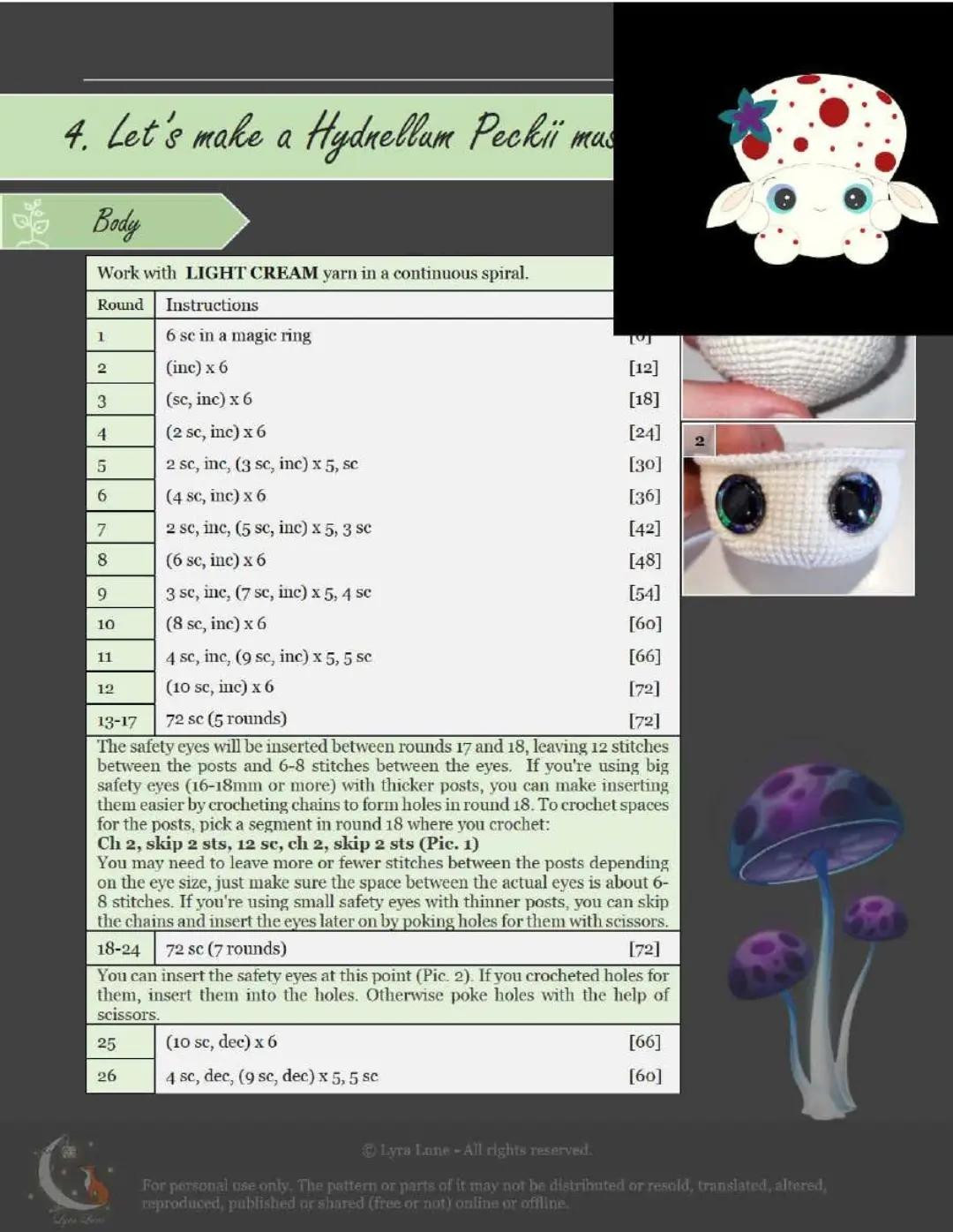 Crochet Pattern: Rhodotus Mushroom Amigurumi Doll