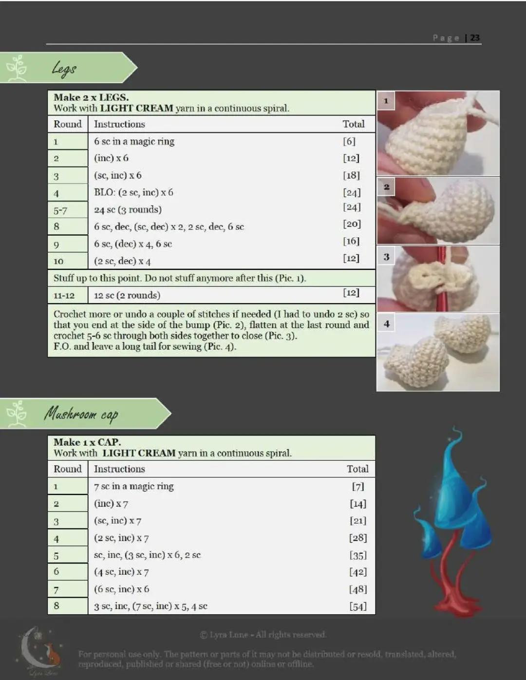 Crochet Pattern: Rhodotus Mushroom Amigurumi Doll