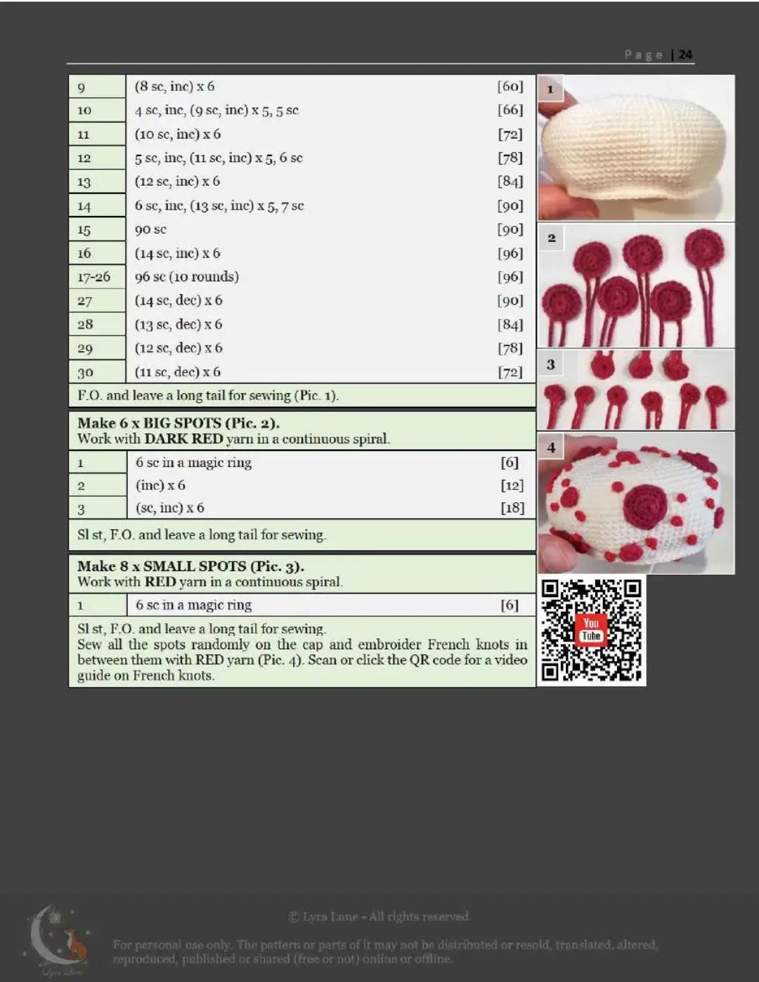 Crochet Pattern: Rhodotus Mushroom Amigurumi Doll