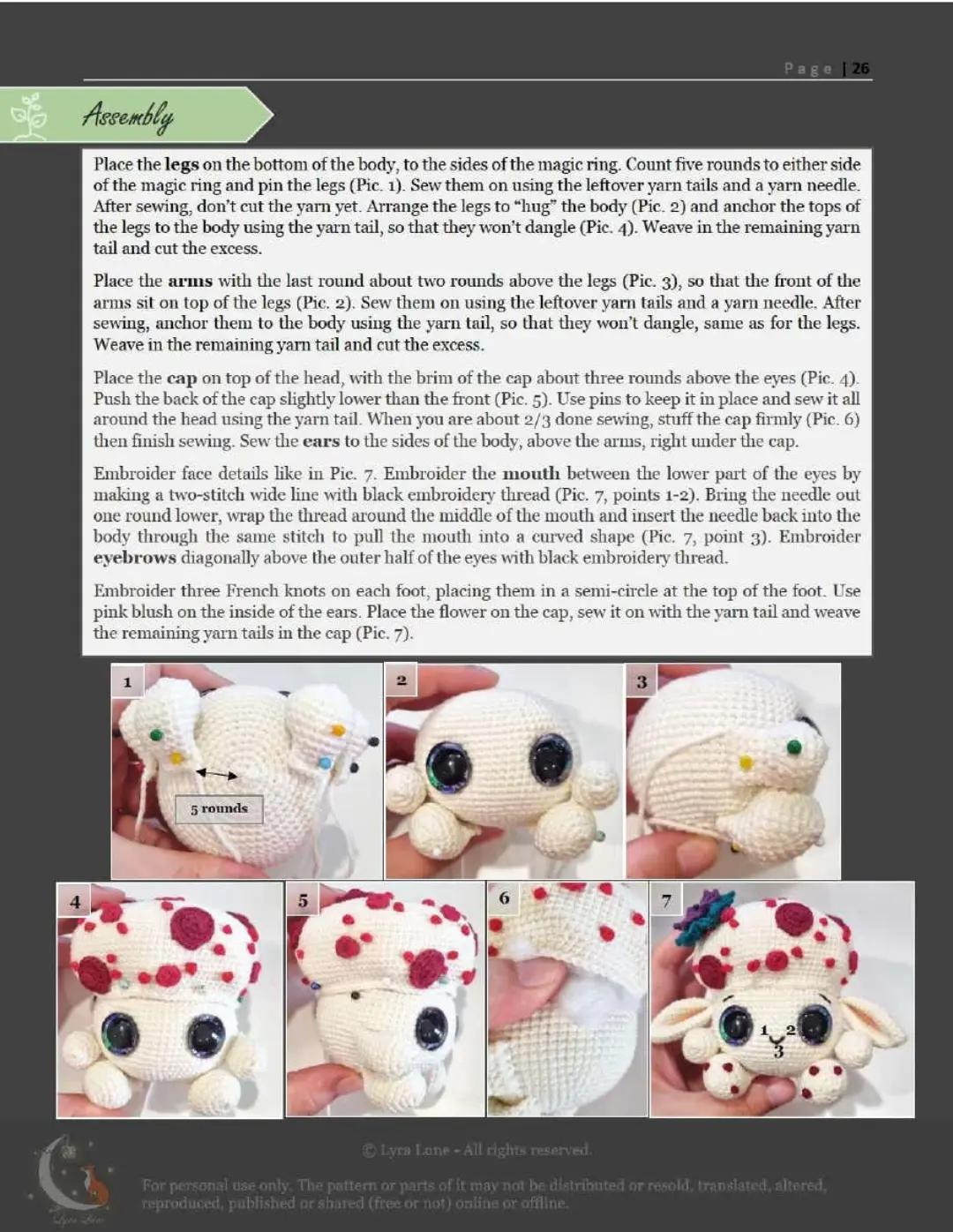 Crochet Pattern: Rhodotus Mushroom Amigurumi Doll