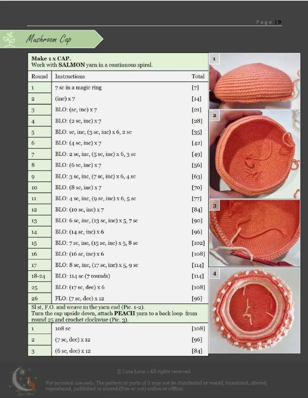 Crochet Pattern: Rhodotus Mushroom Amigurumi Doll