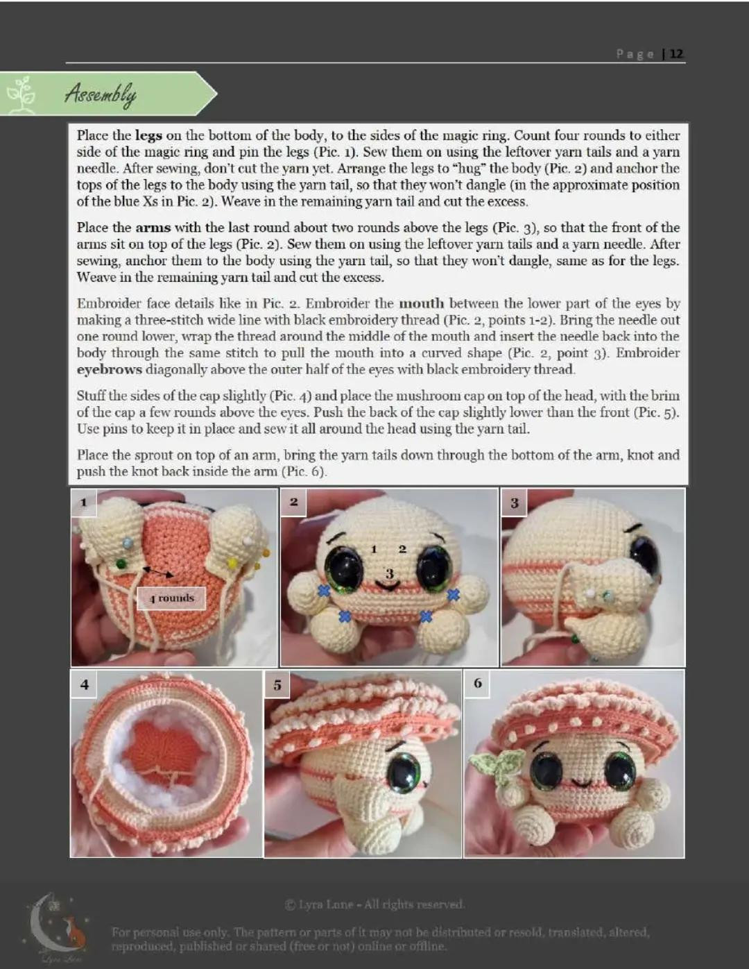 Crochet Pattern: Rhodotus Mushroom Amigurumi Doll