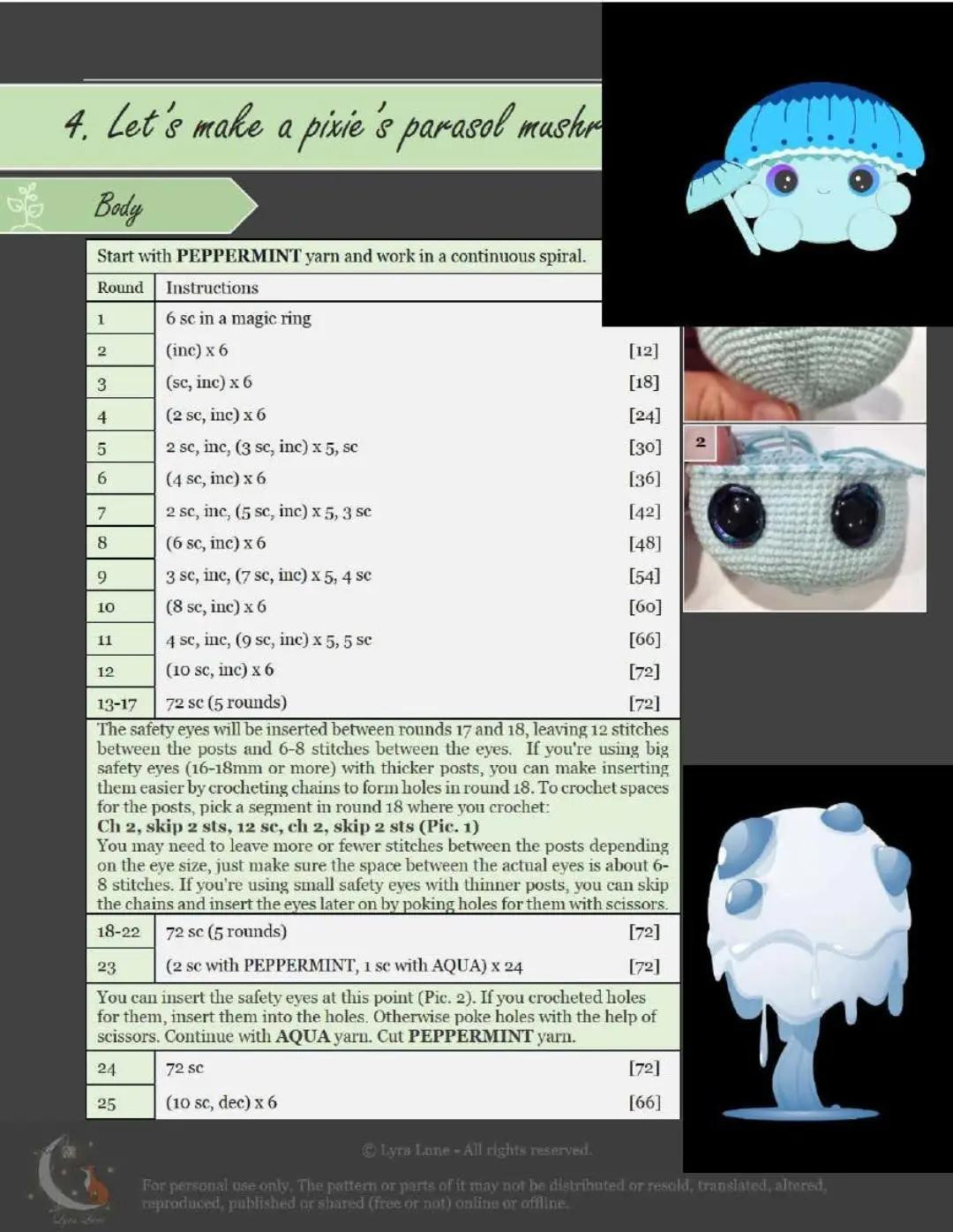 Crochet Pattern: Rhodotus Mushroom Amigurumi Doll