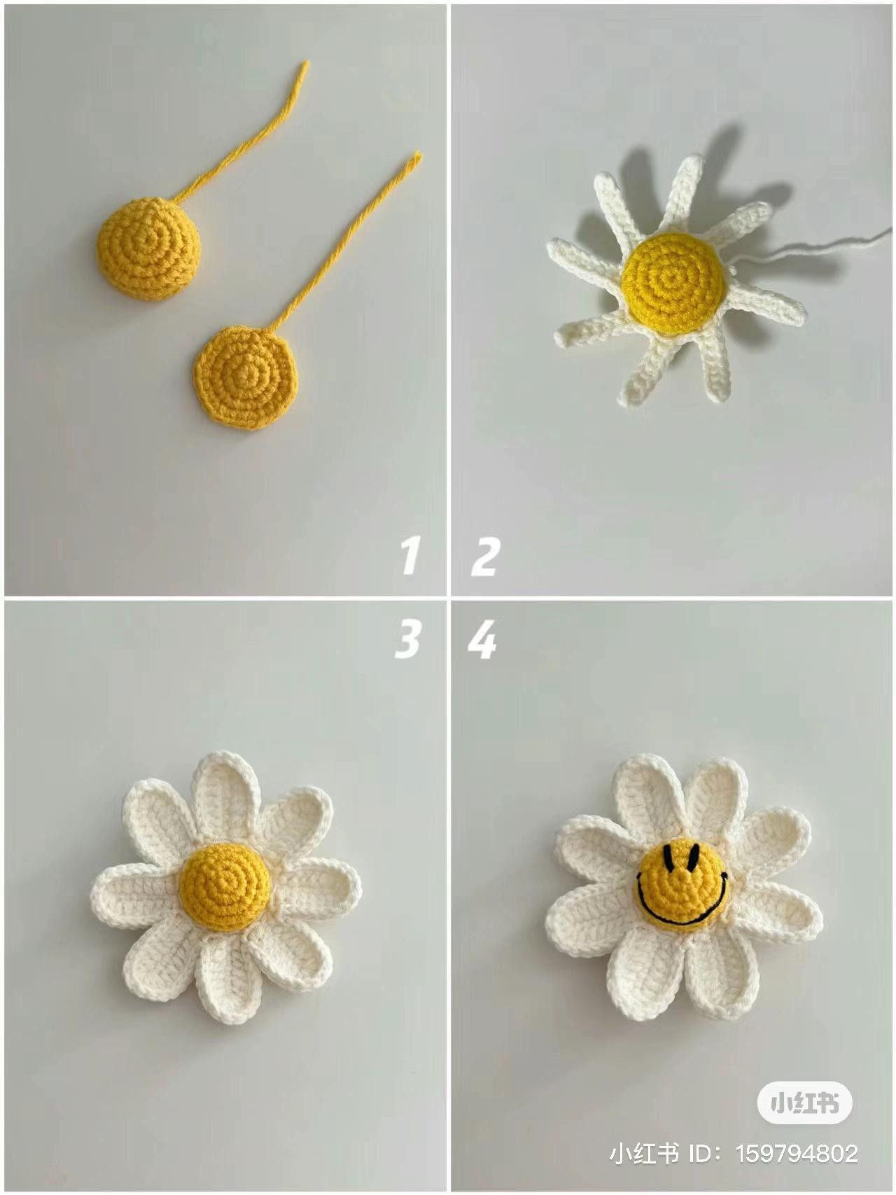 Crochet Pattern: Smiley Sunflower Flower Charm