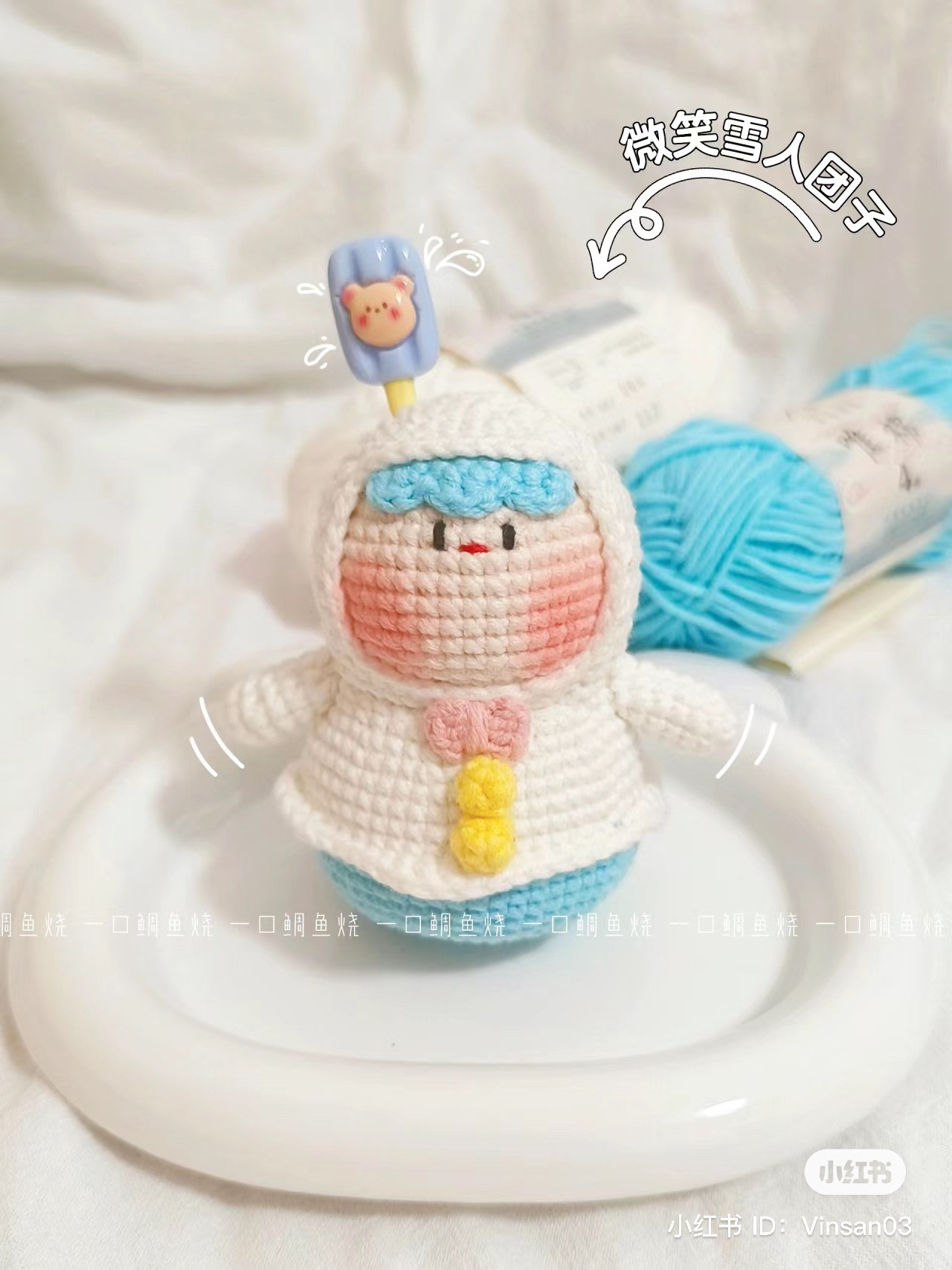 Crochet Pattern: Smiling Snowman Dango Doll with Popsicle