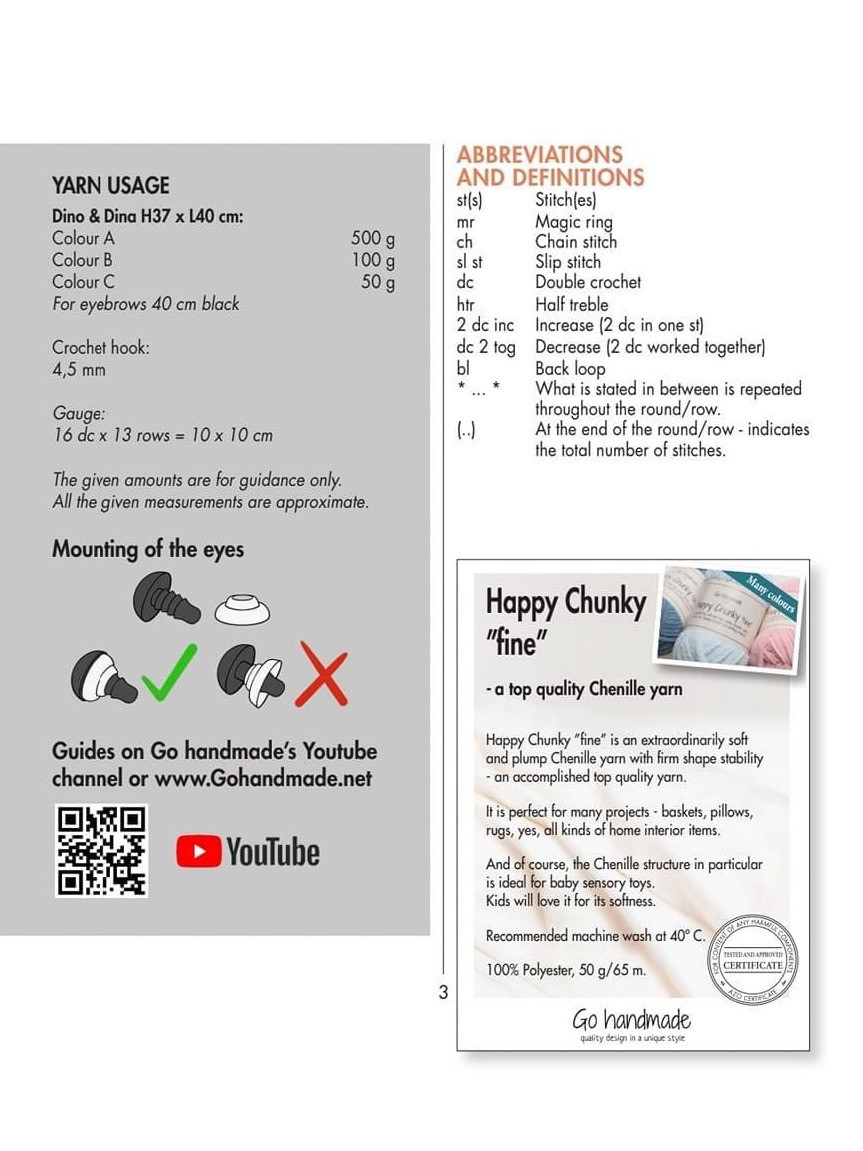 Crochet Pattern Stackable Dino & Dina Amigurumi