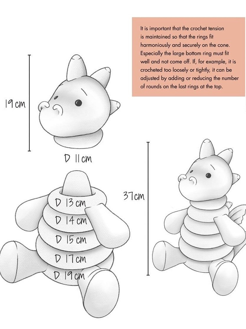 Crochet Pattern Stackable Dino & Dina Amigurumi