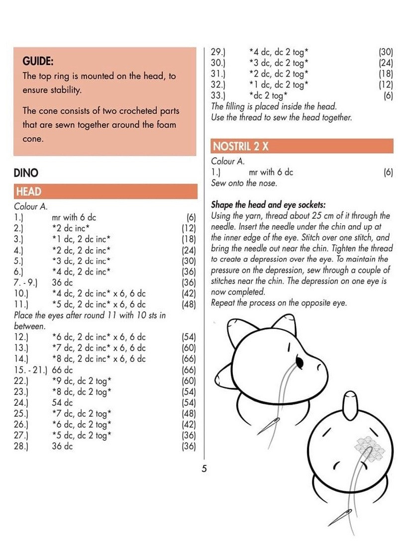 Crochet Pattern Stackable Dino & Dina Amigurumi