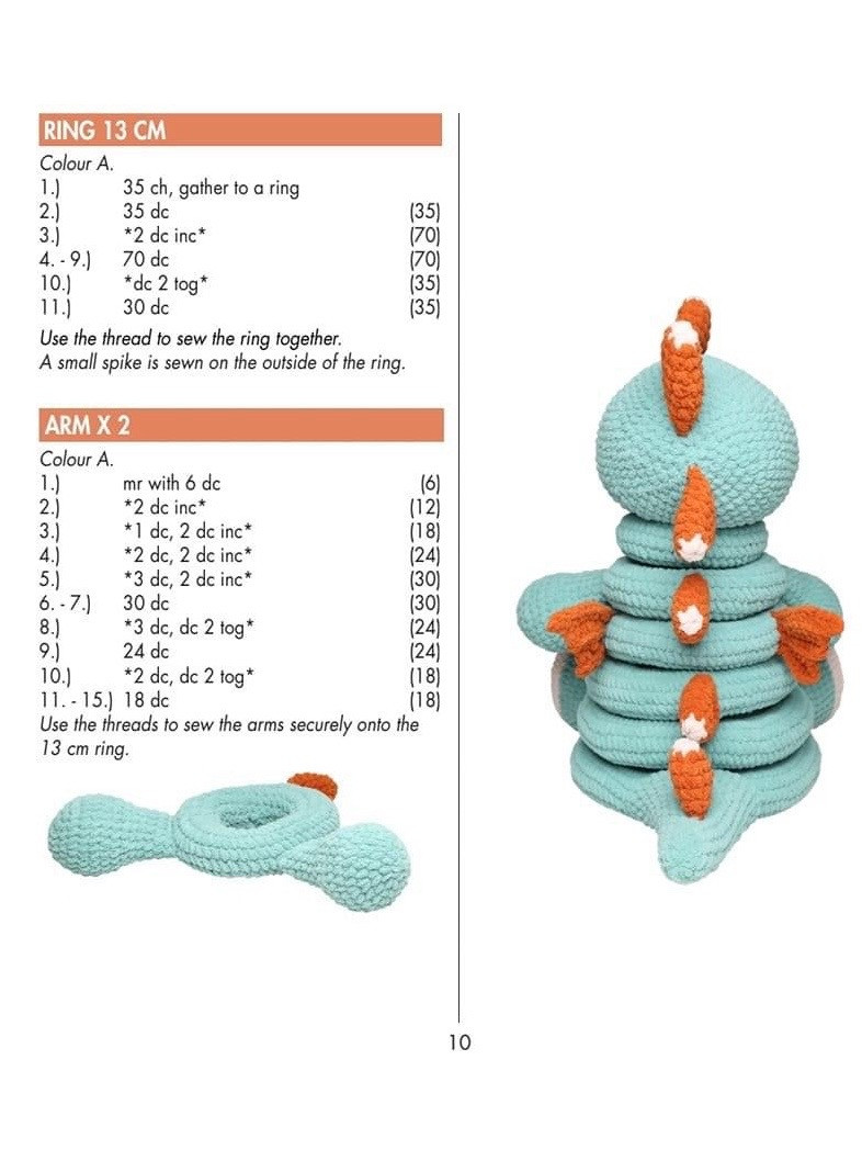 Crochet Pattern Stackable Dino & Dina Amigurumi