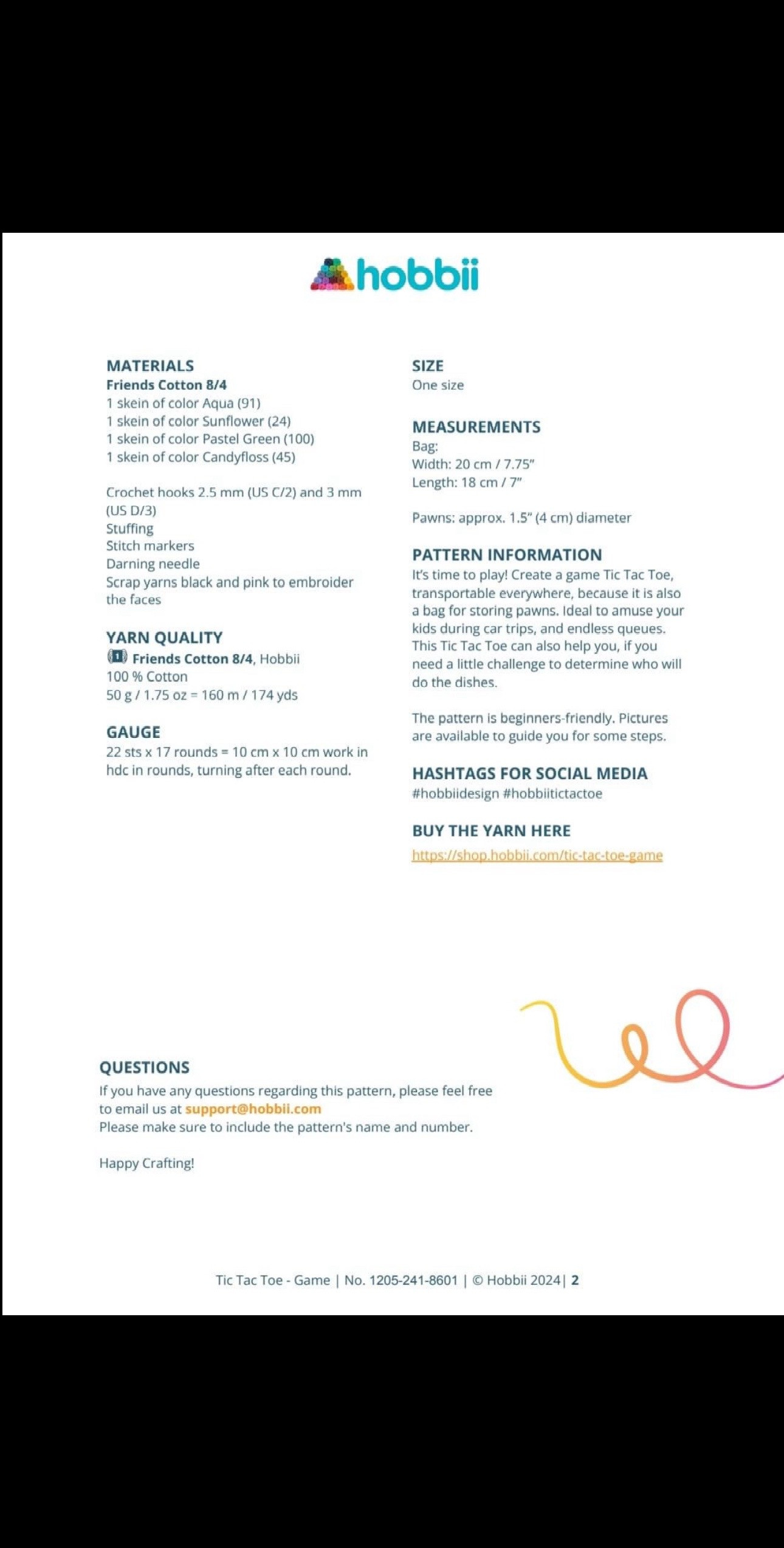 Crochet Pattern: Tic Tac Toe Game Bag with Sea Stars and Snails