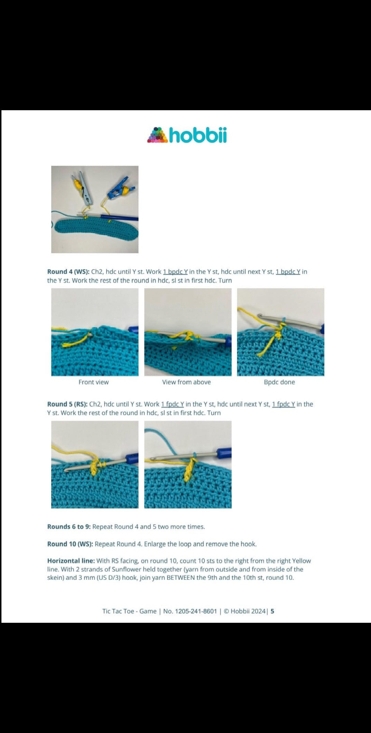 Crochet Pattern: Tic Tac Toe Game Bag with Sea Stars and Snails