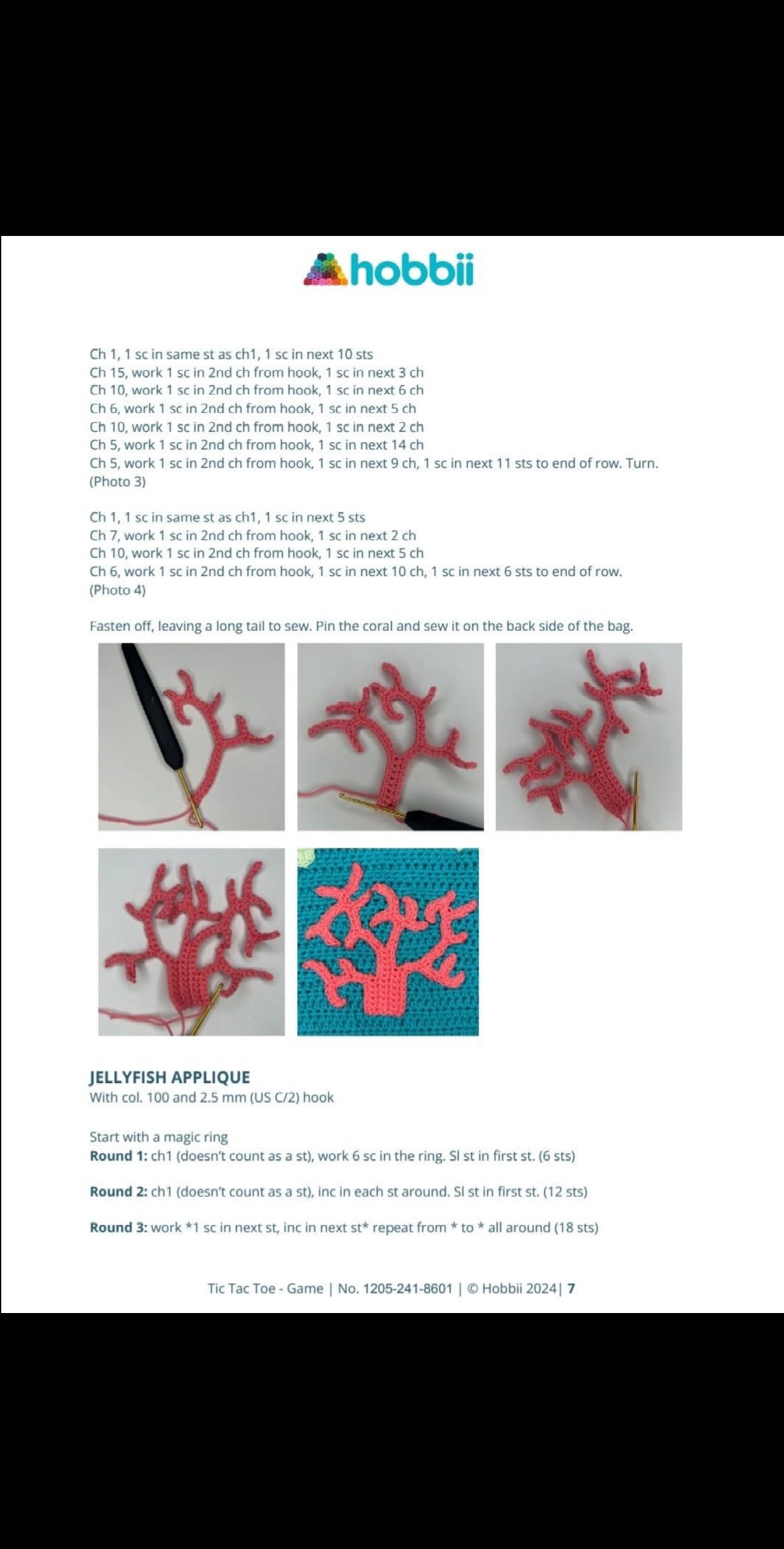 Crochet Pattern: Tic Tac Toe Game Bag with Sea Stars and Snails