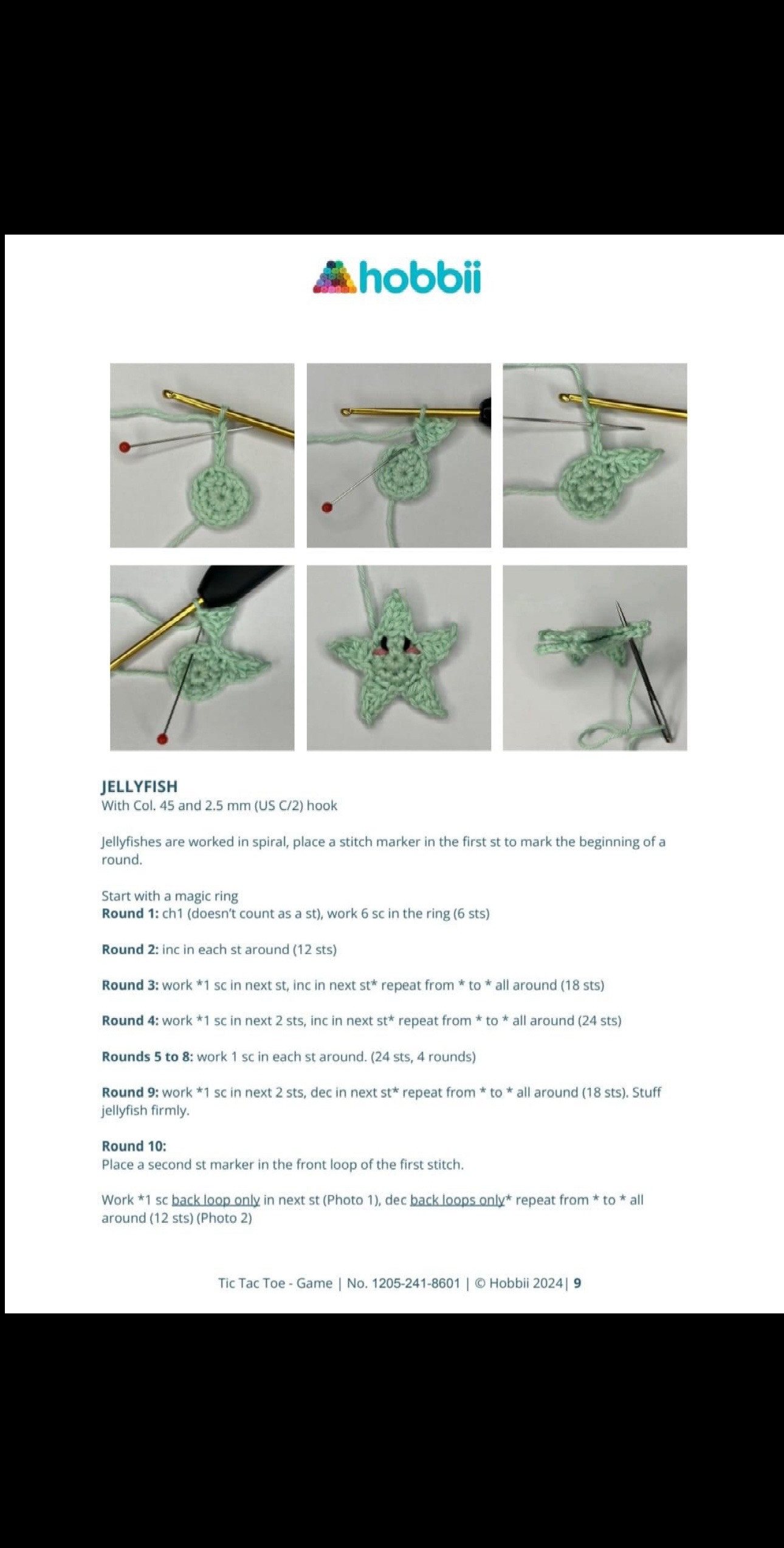 Crochet Pattern: Tic Tac Toe Game Bag with Sea Stars and Snails