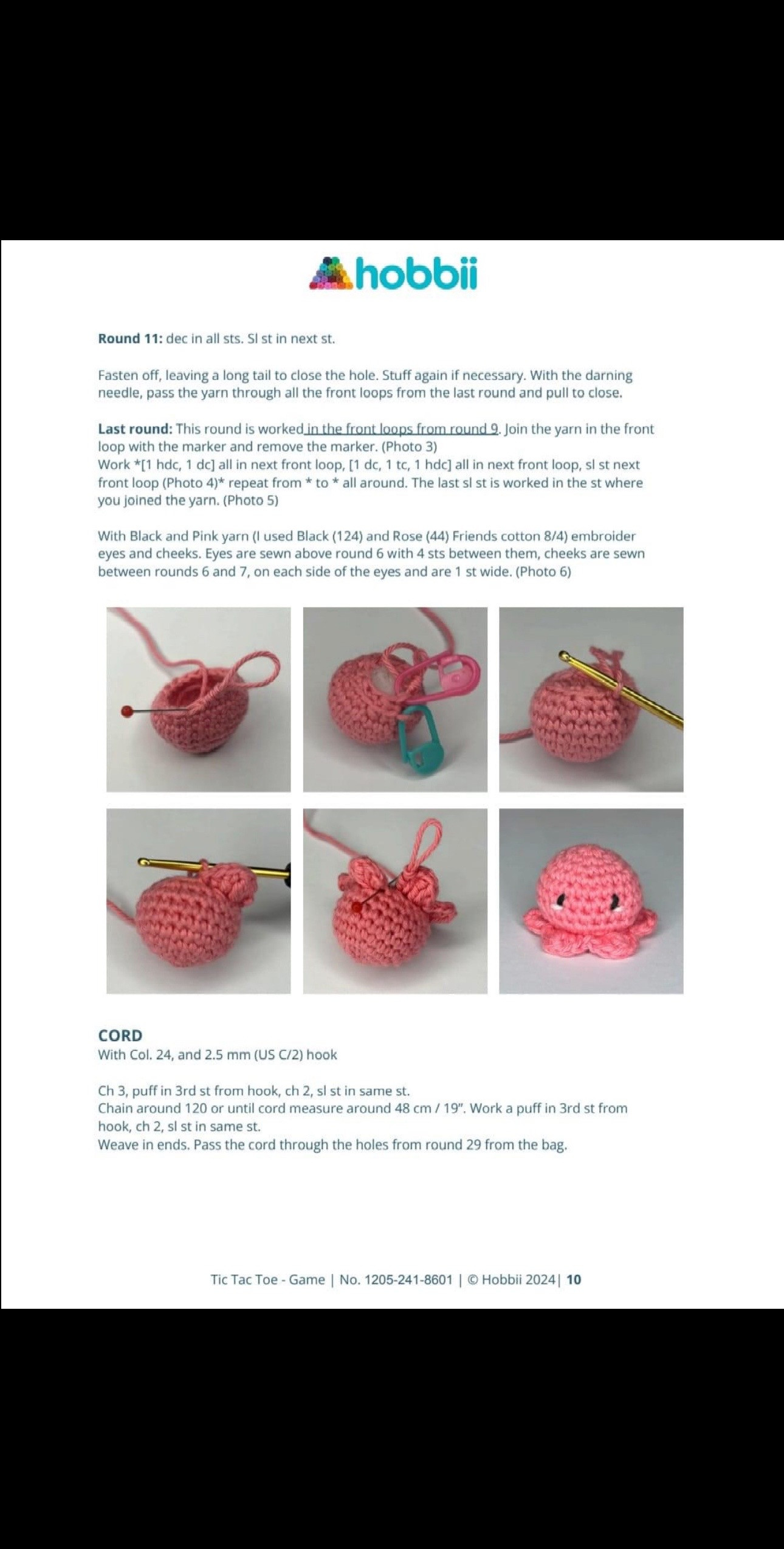 Crochet Pattern: Tic Tac Toe Game Bag with Sea Stars and Snails