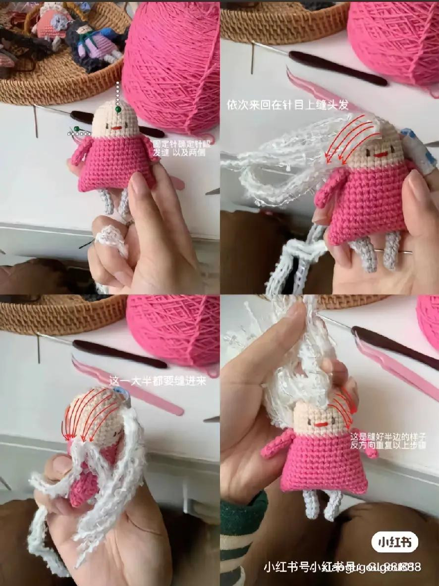 Crochet Pattern Tutorial: Crazy Hair Grandma Amigurumi Doll with Chart and Sewing Guide