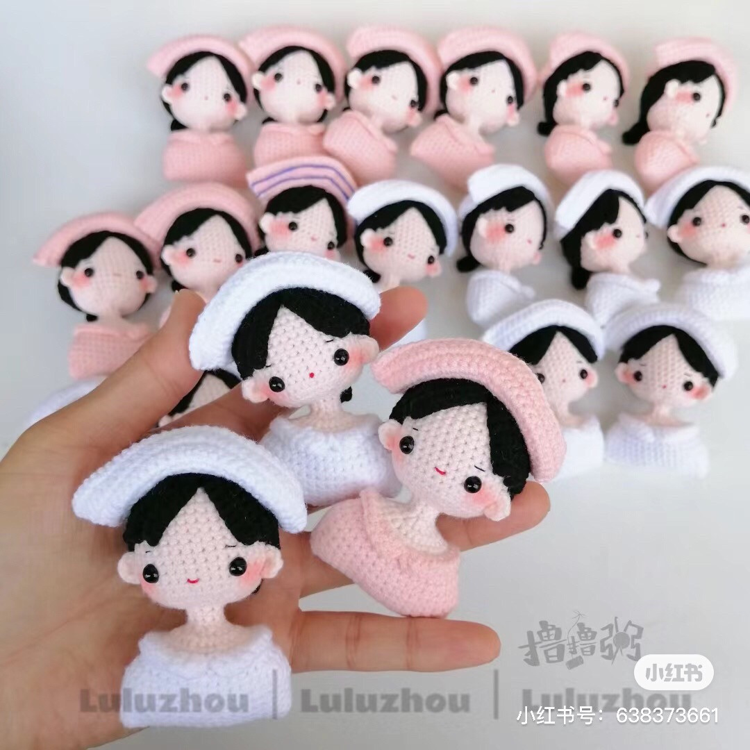 Crochet Pattern Tutorial for Cute Nurse Doll Keychain with Detailed Chart Instructions