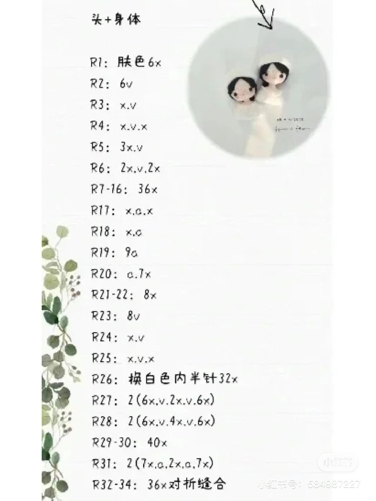 Crochet Pattern Tutorial for Cute Nurse Doll Keychain with Detailed Chart Instructions