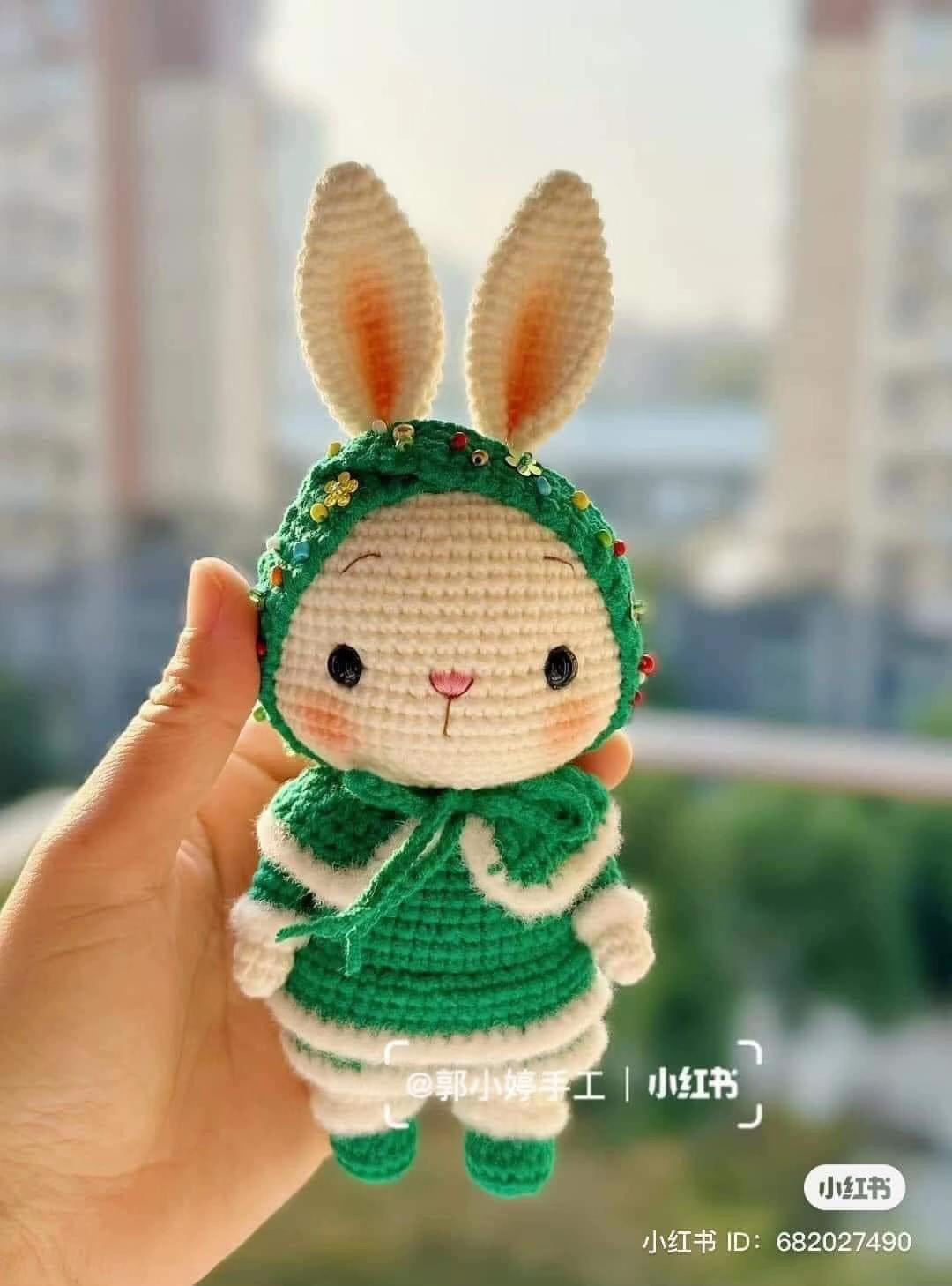 Crochet Pattern Tutorial for Cute Rabbit Doll in Dress