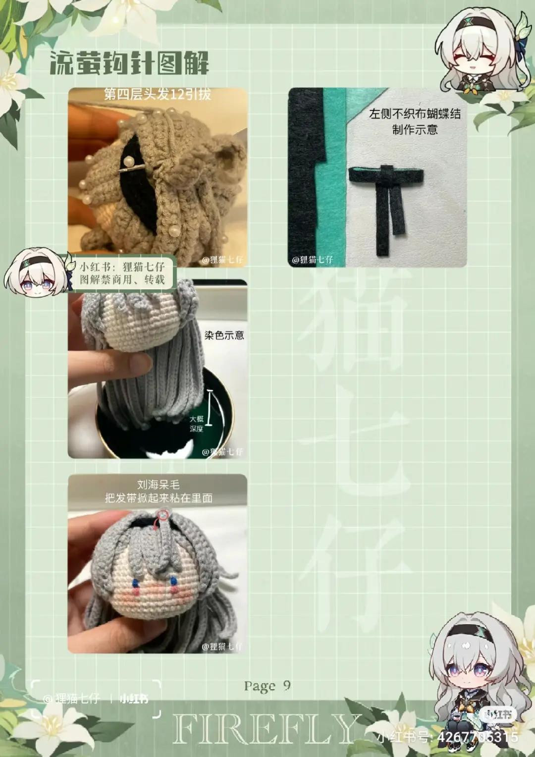 Crochet Pattern Tutorial for Firefly Amigurumi Doll Head with Grey Hair and Blue Eyes