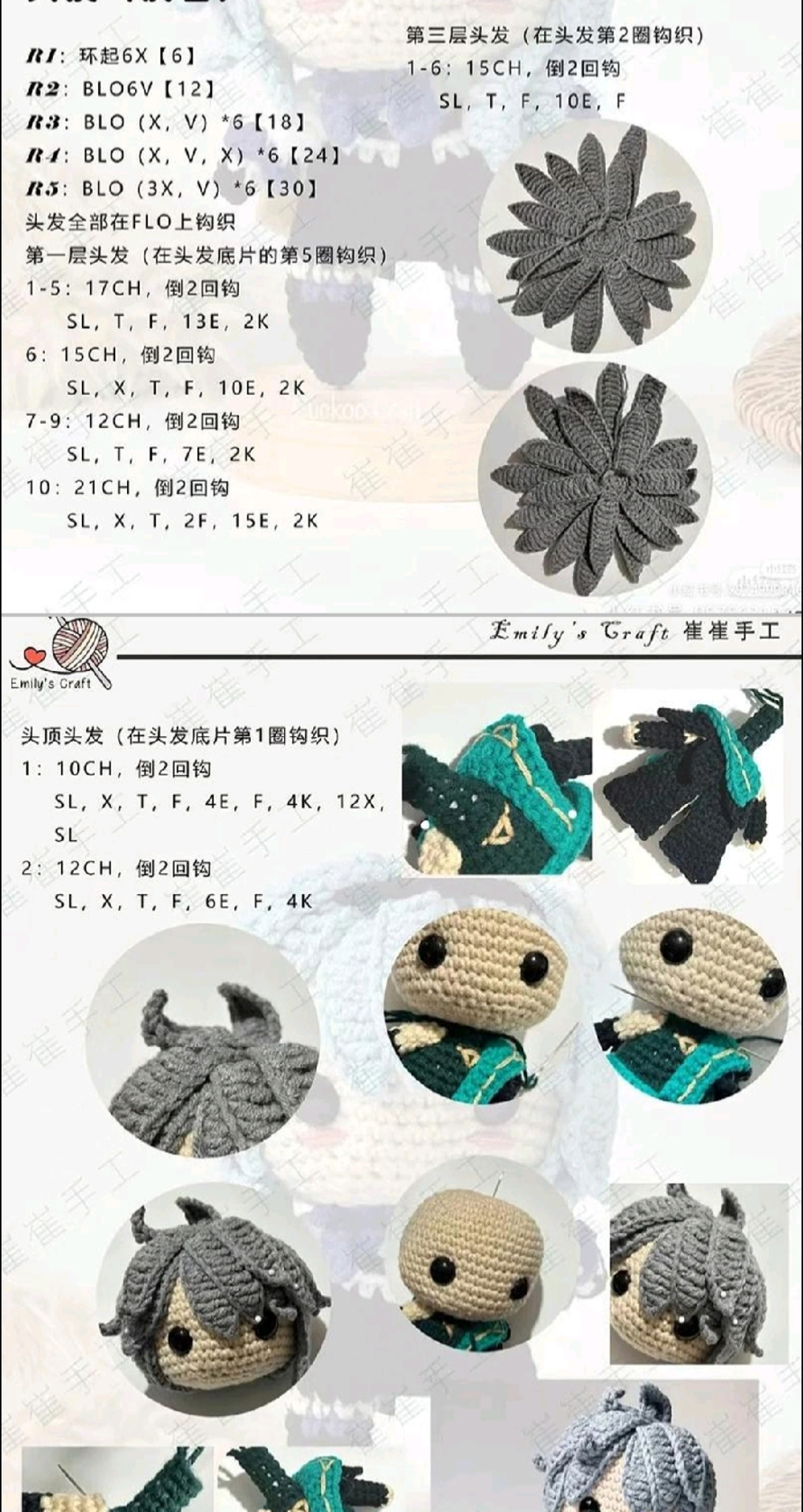 Crochet Pattern Tutorial for Genshin Impact Ganyu Amigurumi Doll