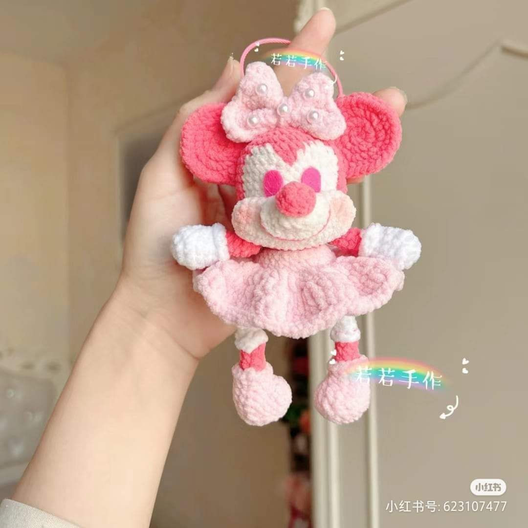 Crochet Pattern Tutorial for Jointed Weighted Minnie Mouse Amigurumi Doll